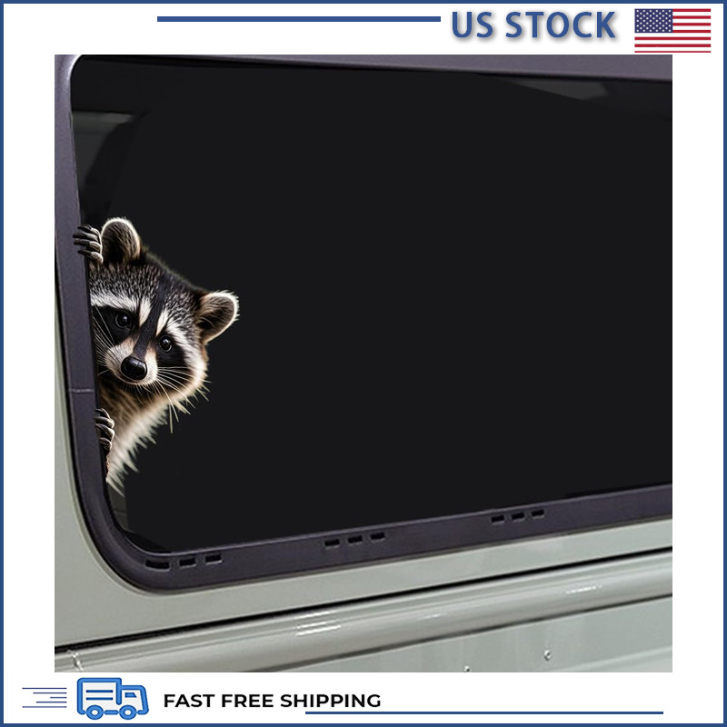 Waterproof Raccoon Peeking Decal Car Window Bumper Laptop Wall (Left)