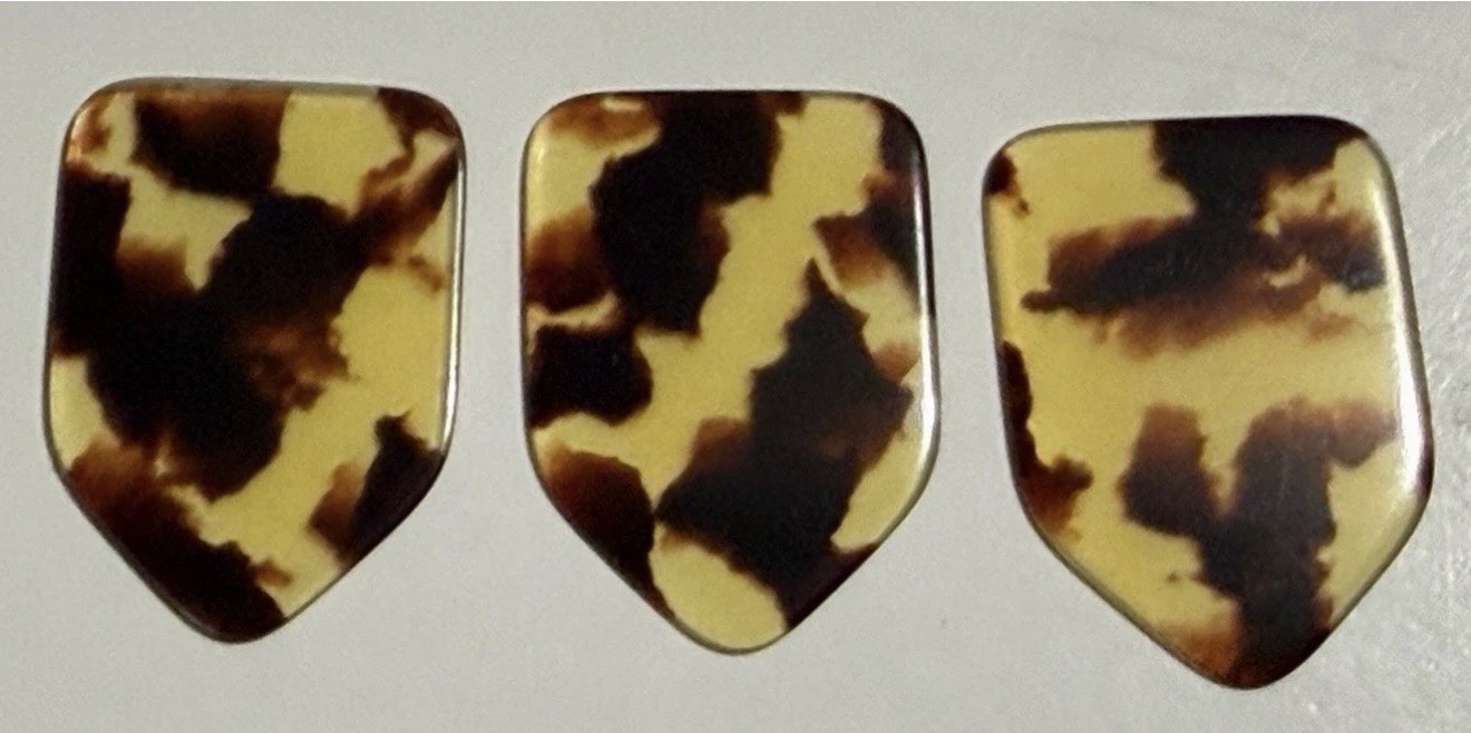 Celluloid Vintage Tortoise Shell Guitar Picks - Heavy Home Plate Shape-Lot of 3