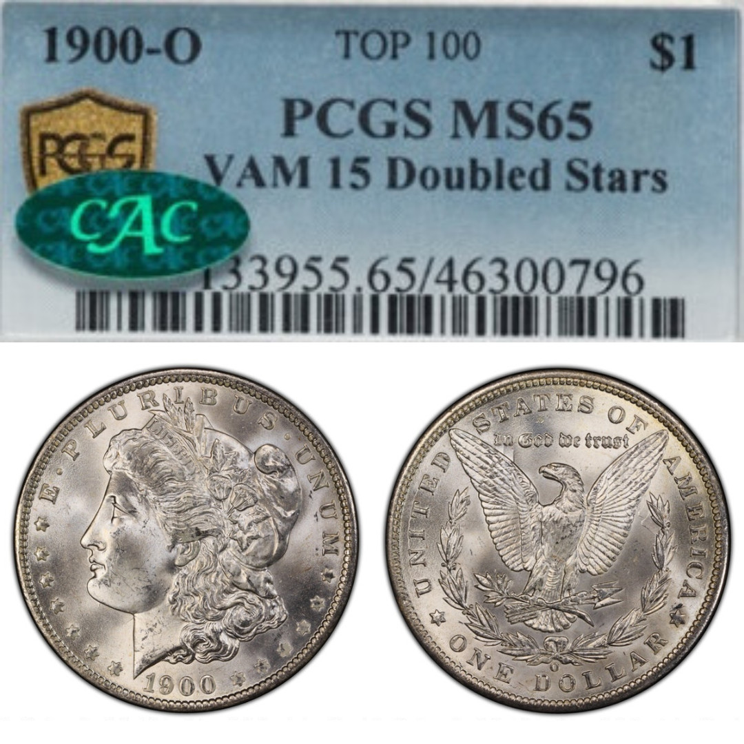 1900-O $1 Doubled Stars, VAM-15, MS65 PCGS CAC - TOP 100 VARIETY