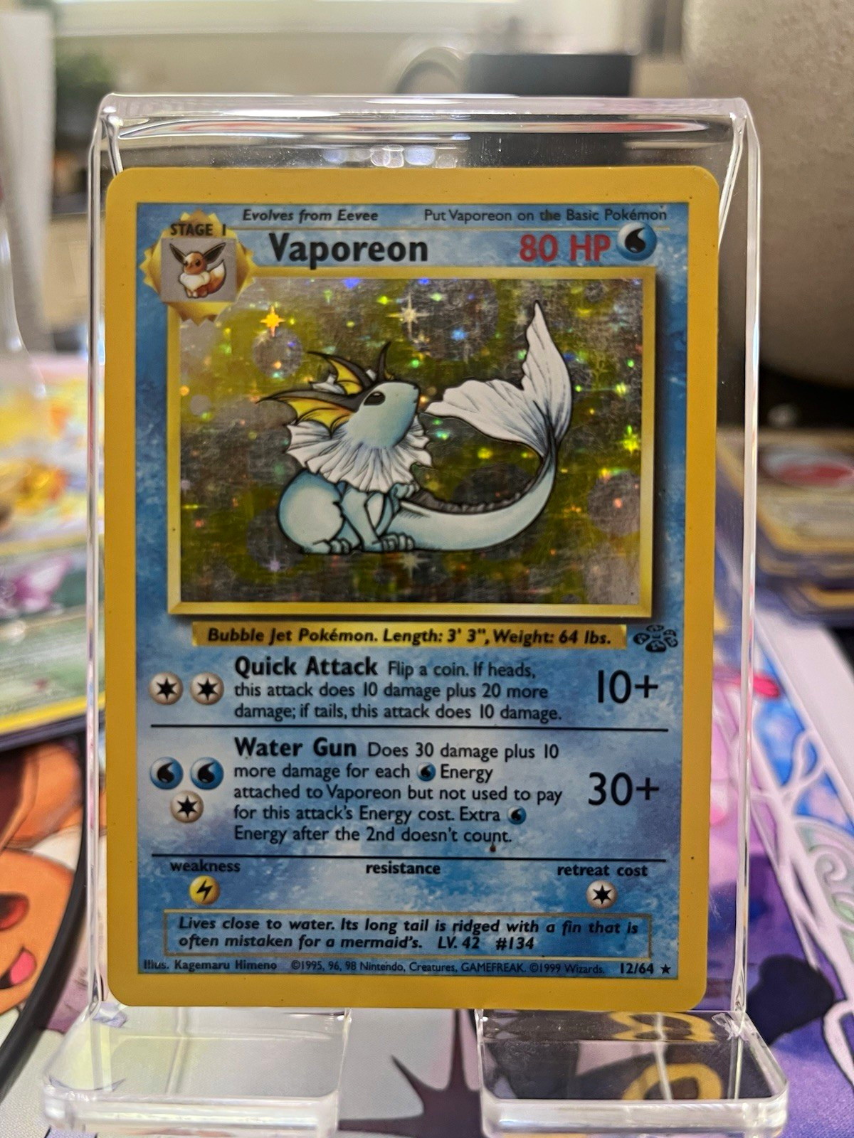 Pokemon TCG Vaporeon Jungle 12/64 Unlimited Holo Rare - MP