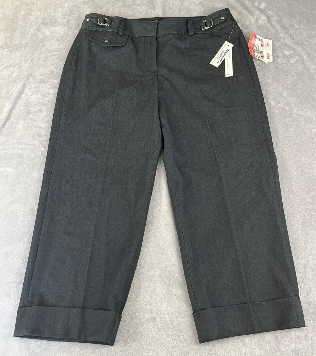 Sharagano Studio womens Dark Navy roll hem capri size 8