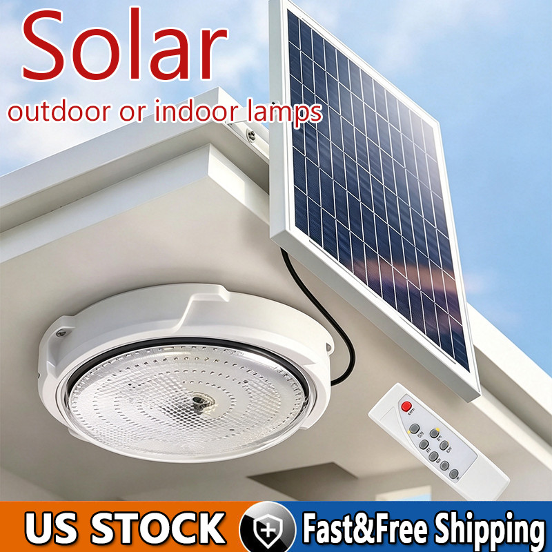 Solar Panel Powered Light Pendant Ceiling Lamp Indoor Outdoor Garden Shed Barn