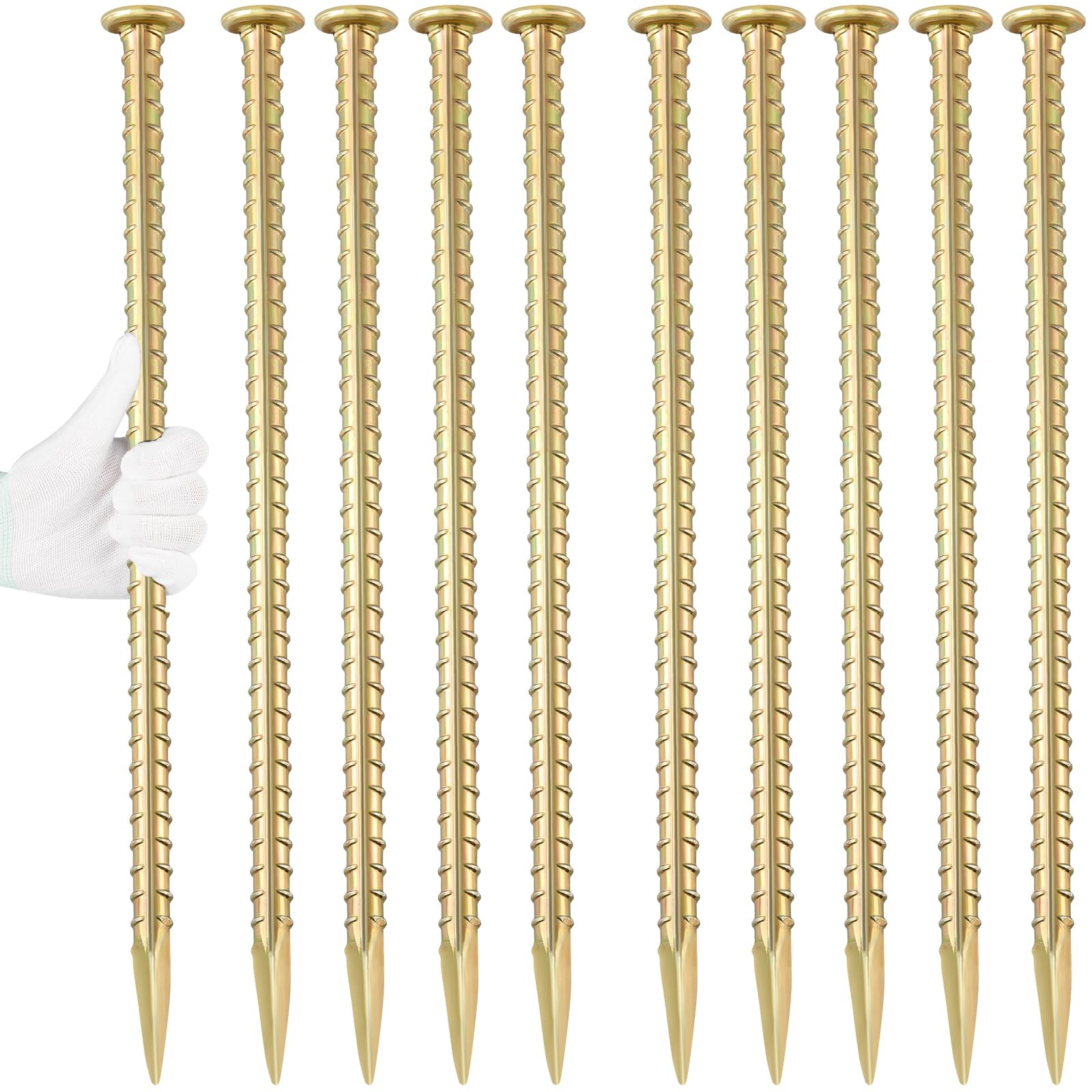 Besitu 16 Inch Rebar Stakes 1/2 Inch Diameter Galvanized Steel Ground Anchors...