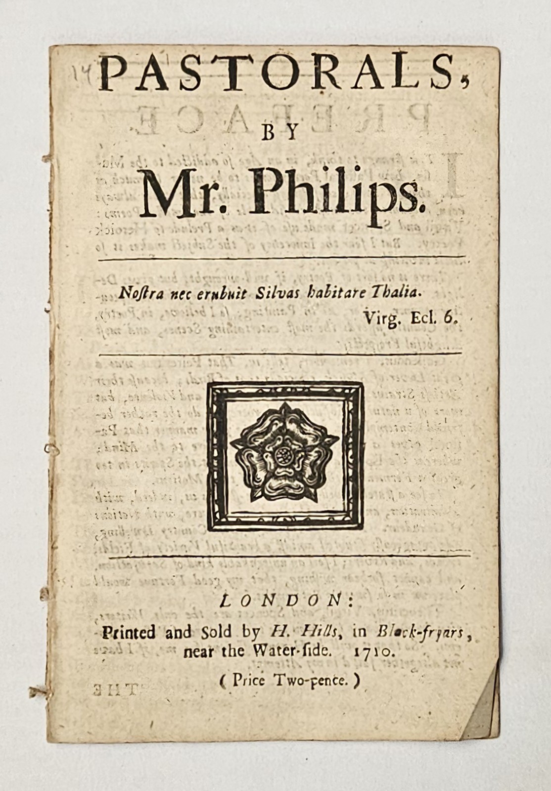 1710 Ambrose Philips Pastorals H Hills Tudor Rose Alexander Pope Rivalry