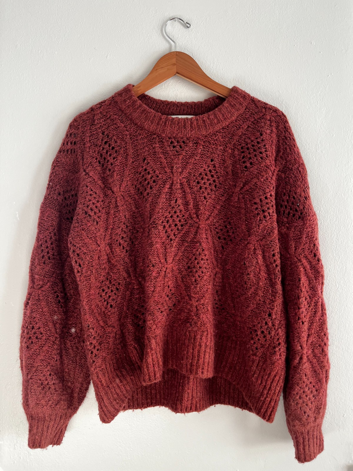 madewell red chunky knit sweater size small