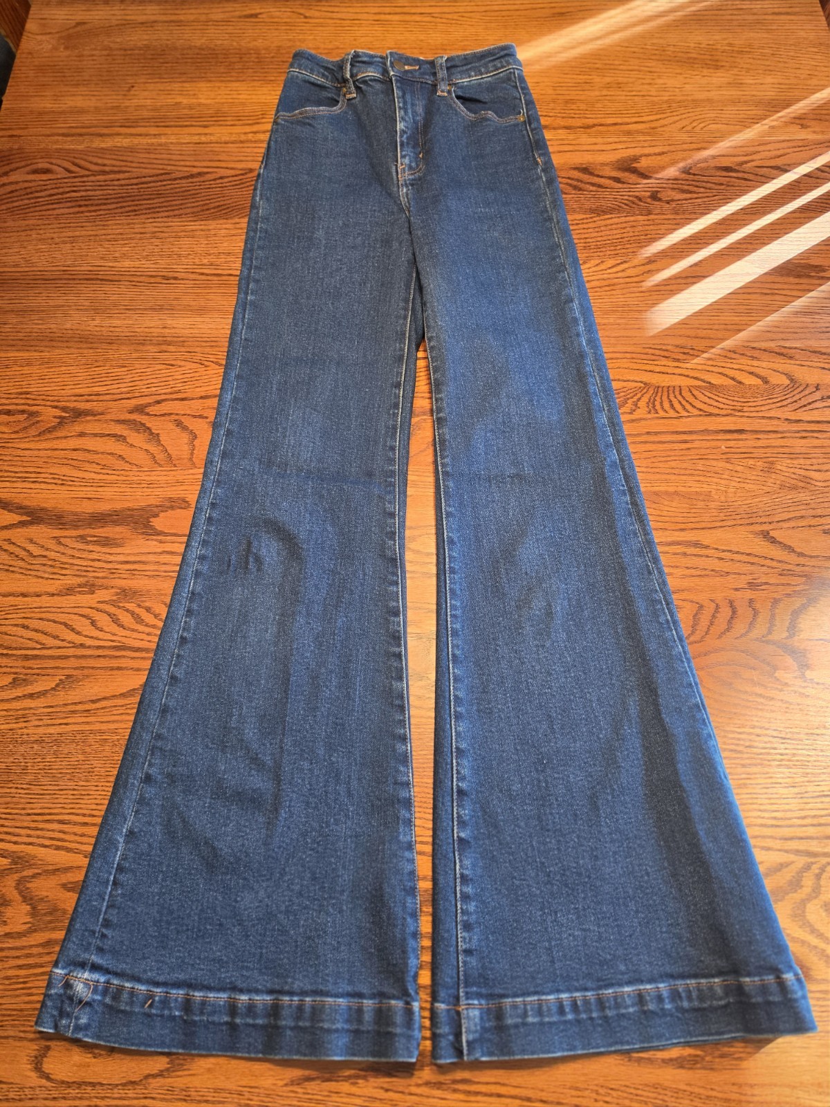 Rollas Eastcoast Flare Jeans Womens Size 28 Dream Blue Wash High Rise 32\ Rollas Eastcoast Flare Jeans Womens Size 28 Dream Blue Wash High Rise 32\