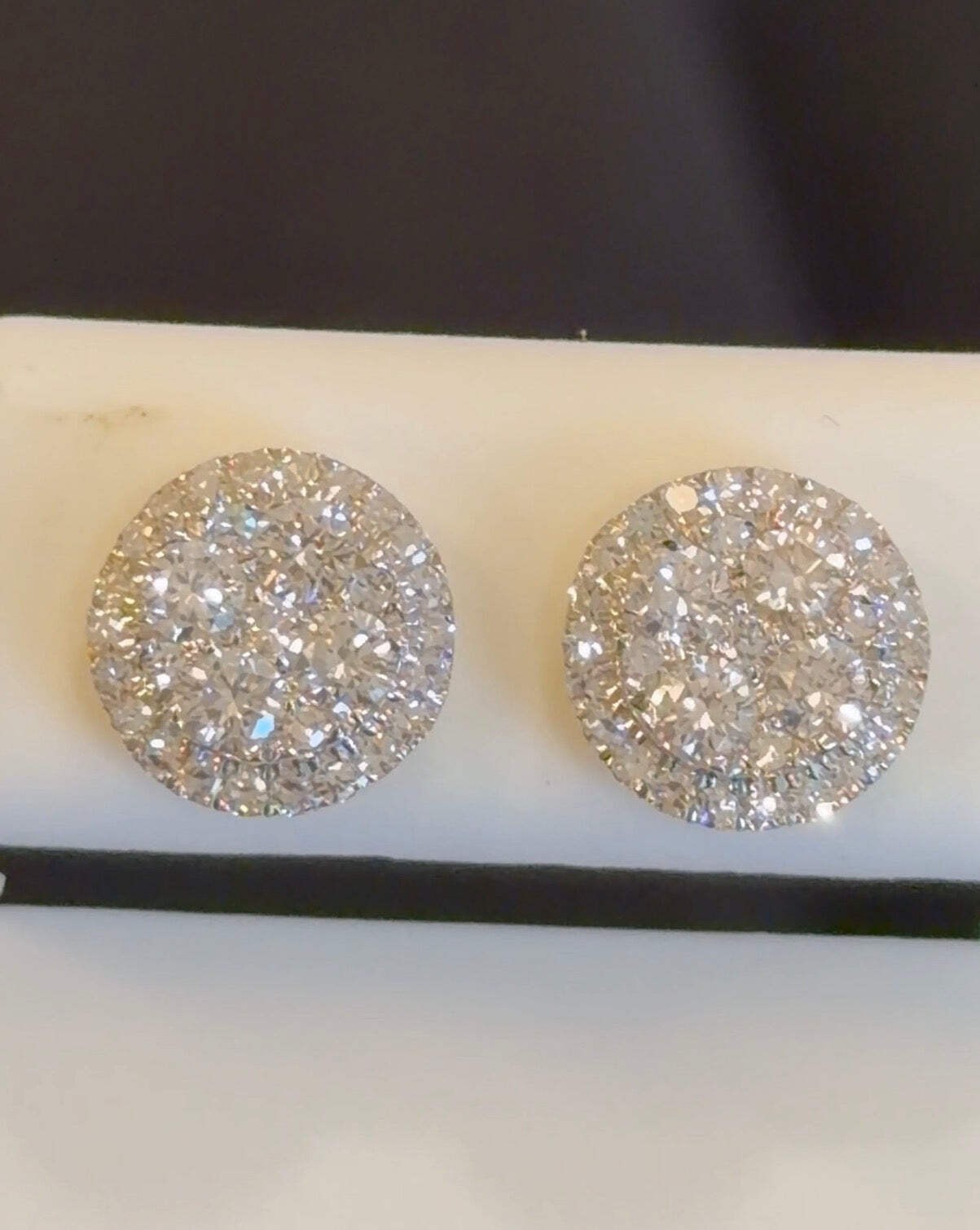 1.07 CARAT CERTIFIED LAB GROWN DIAMONDS 10 MM STERLING SILVER GOLD PLATED STUDS