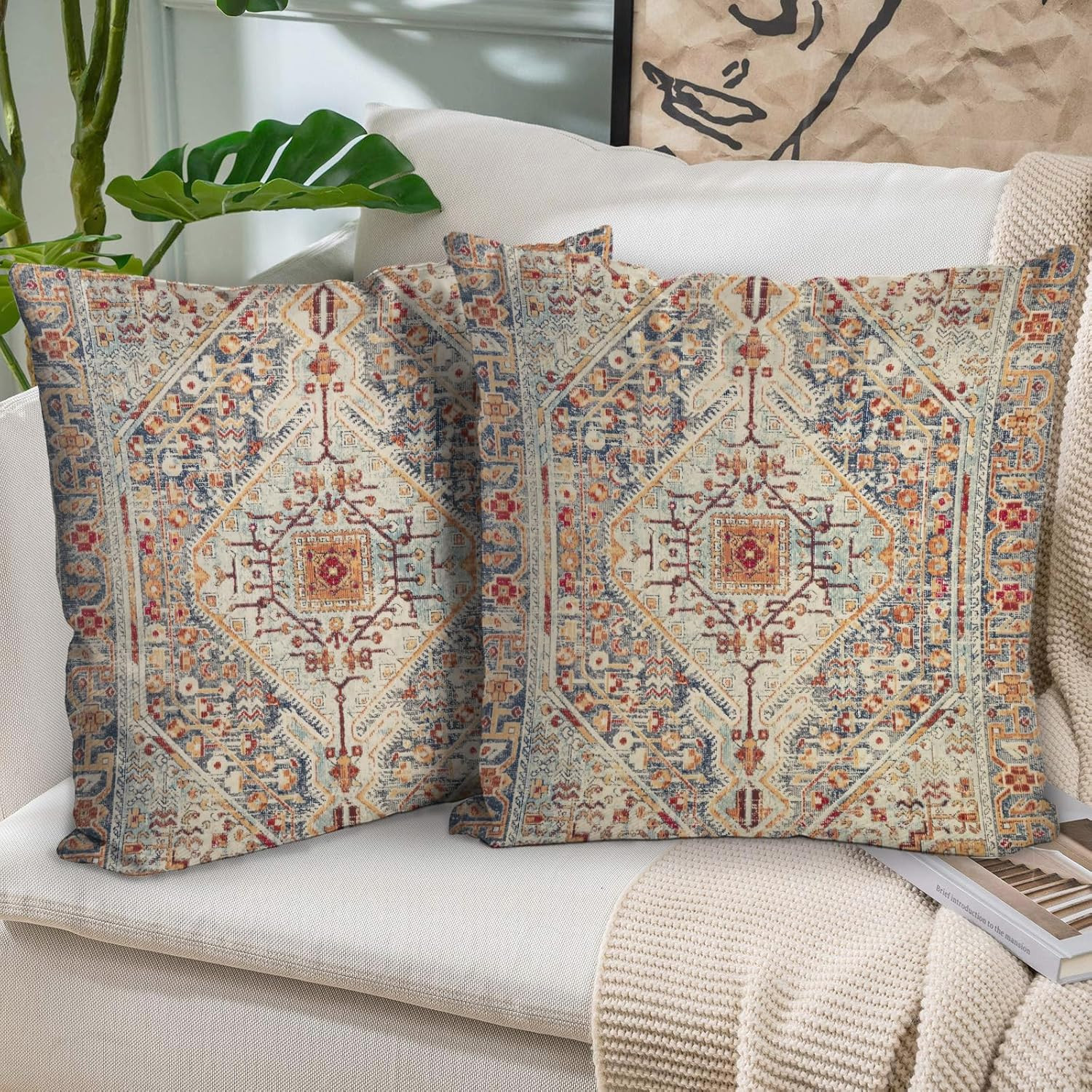 Boho Throw Pillow Covers 18 x 18 Inch Set of 2 Vintage Ethnic Cushion Cases Boho Throw Pillow Covers 18 x 18 Inch Set of 2 Vintage Ethnic Cushion Cases