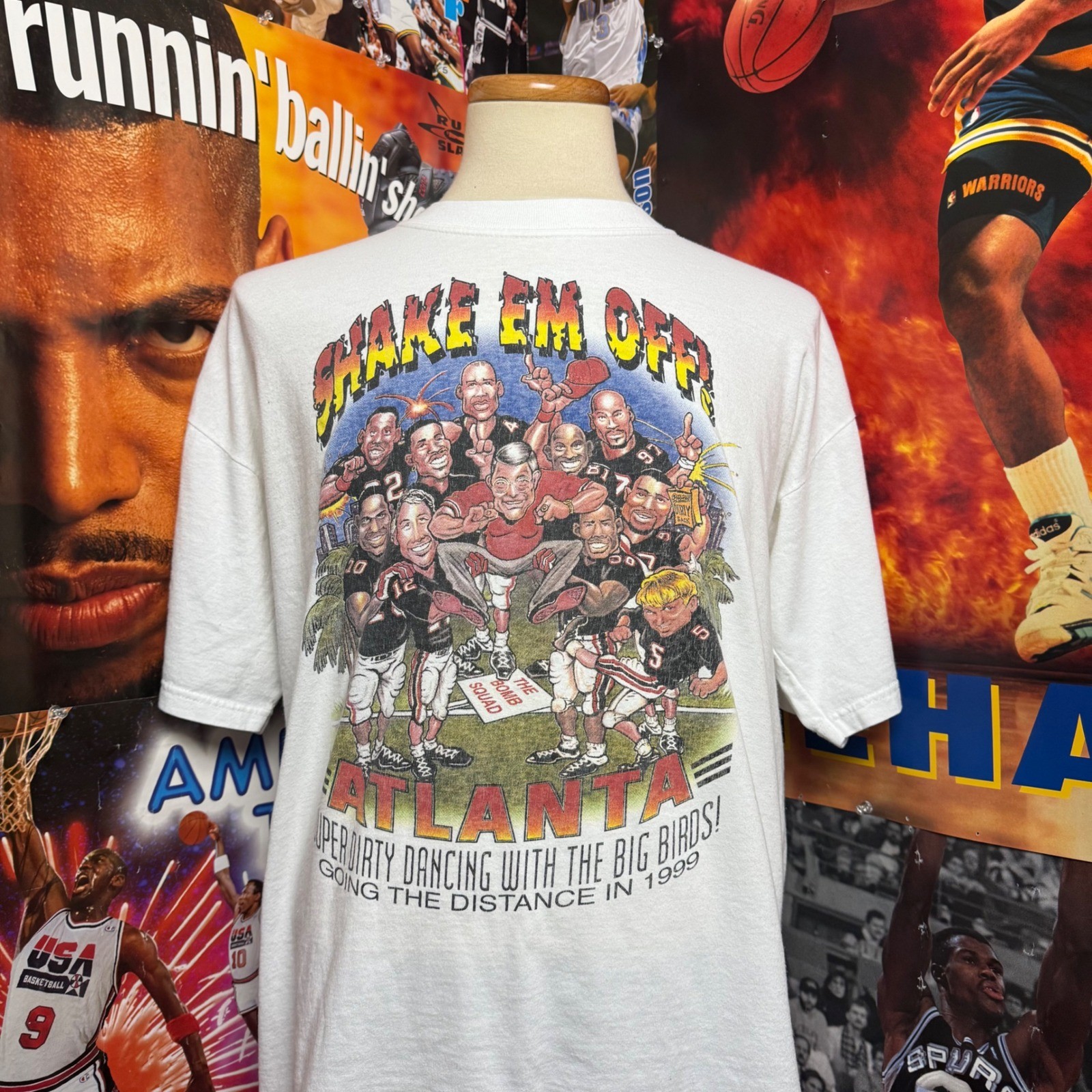 Vintage Atlanta Falcons 1999 NFL Playoffs Dirty Birds Caricature T-Shirt Sz XL