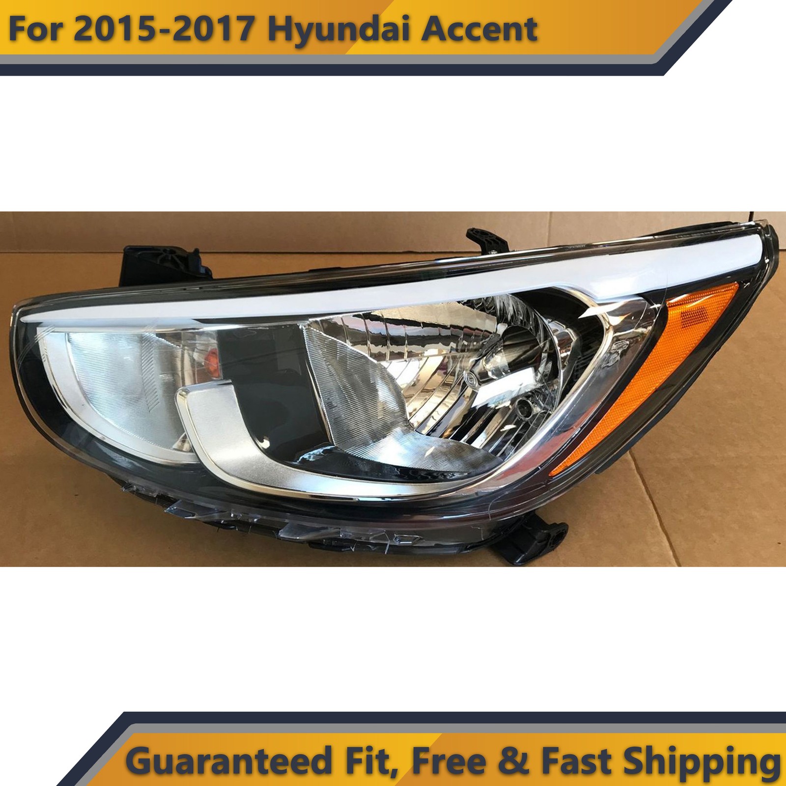 Headlight Assembly for 2015 2016 2017 Hyundai Accent Driver Left Side Halogen