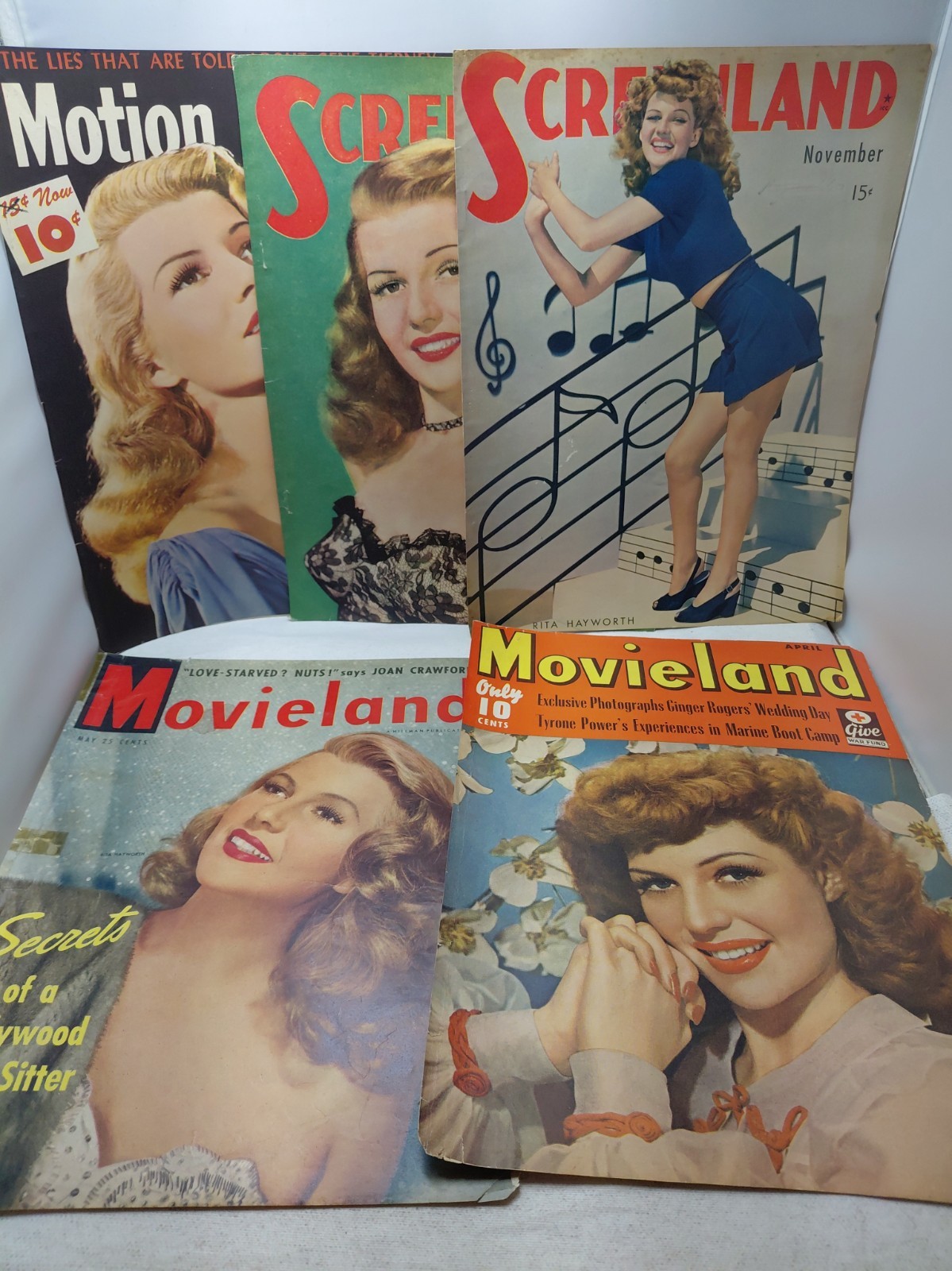 Screenland Movieland Motion Picture Magazine Rita Hayworth COVERS ONLY Vintage 