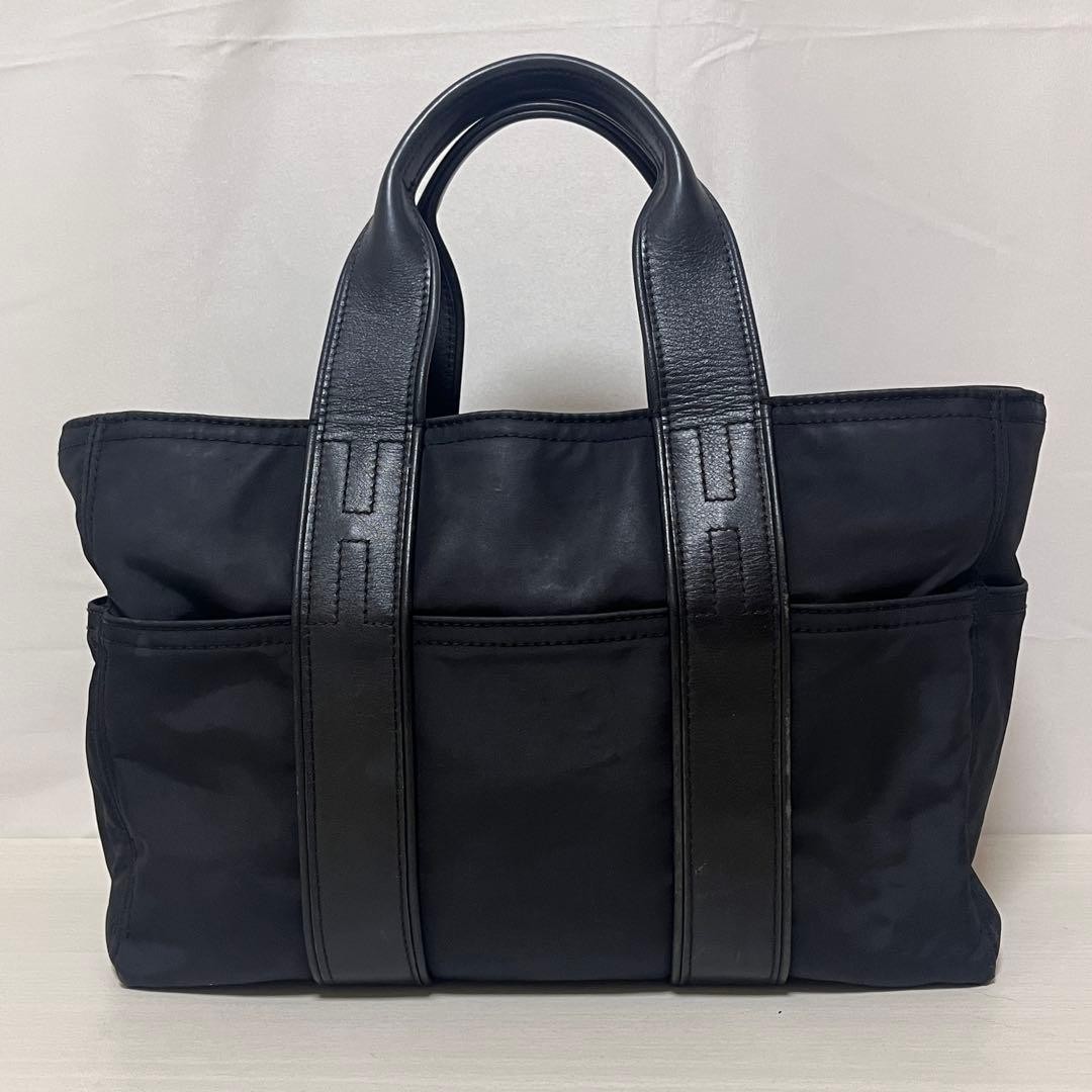HERMES Acapulco PM Tote Bag Nylon Leather Black