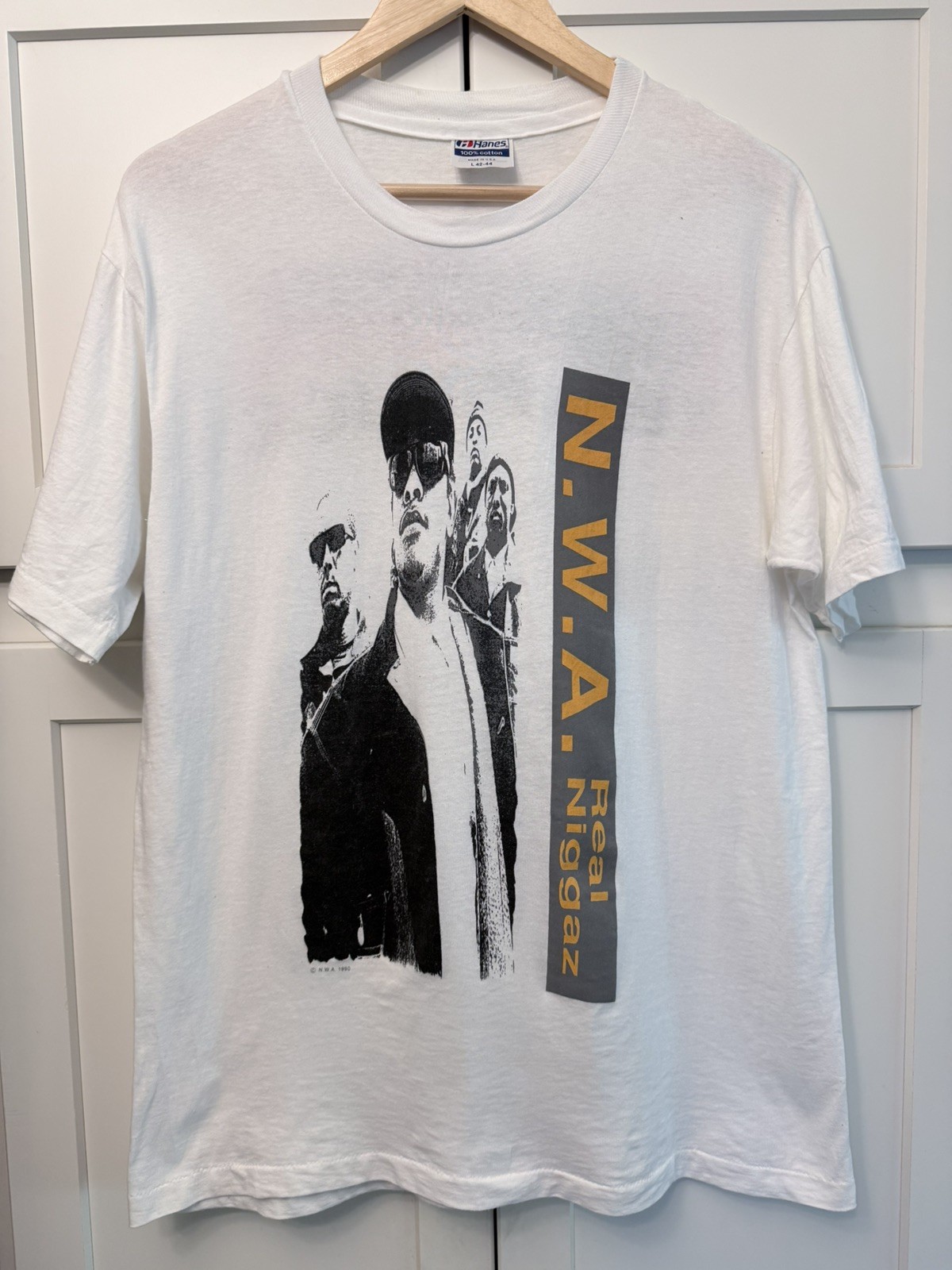Vtg NWA Shirt 90s Rap Tee Dr Dre Eazy E screen stars F The Police size large