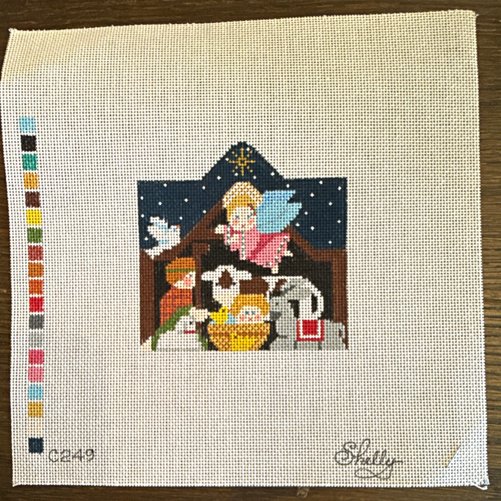 Shirley C2449 Hand Painted Nativity Scene Needlepoint Canvas 18ct Mono Ultra Shirley C2449 Hand Painted Nativity Scene Needlepoint Canvas 18ct Mono Ultra
