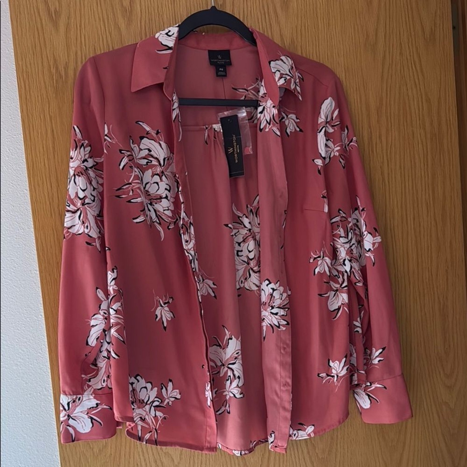 Worthington Floral Pink Button-Up Blouse