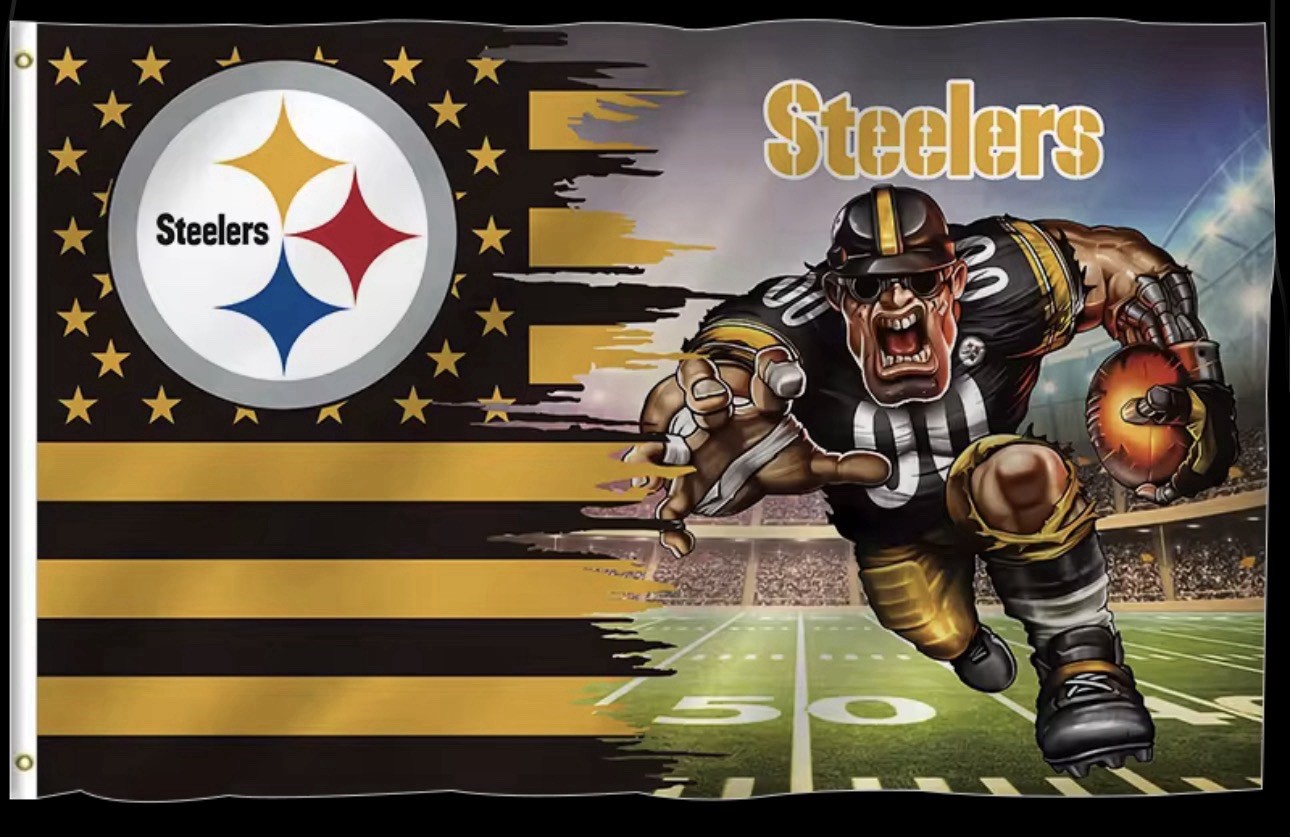 Pittsburgh Steelers Double-sided Printed Full Color Black and Yellow 3x5 Pittsburgh Steelers Double-sided Printed Full Color Black and Yellow 3x5