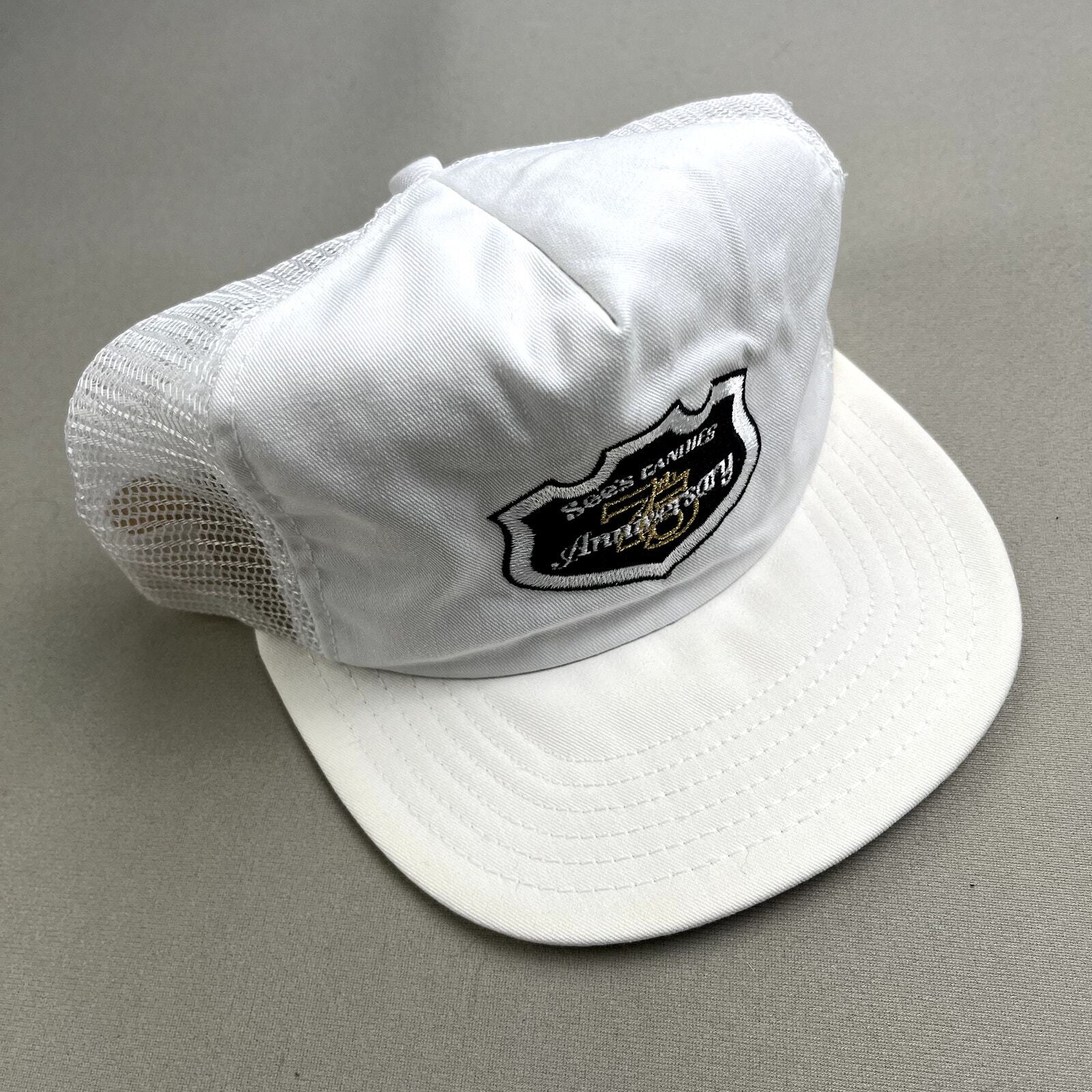 Vintage See\'s Candies Hat Cap Snapback Trucker White Chocolate San Francisco 90s