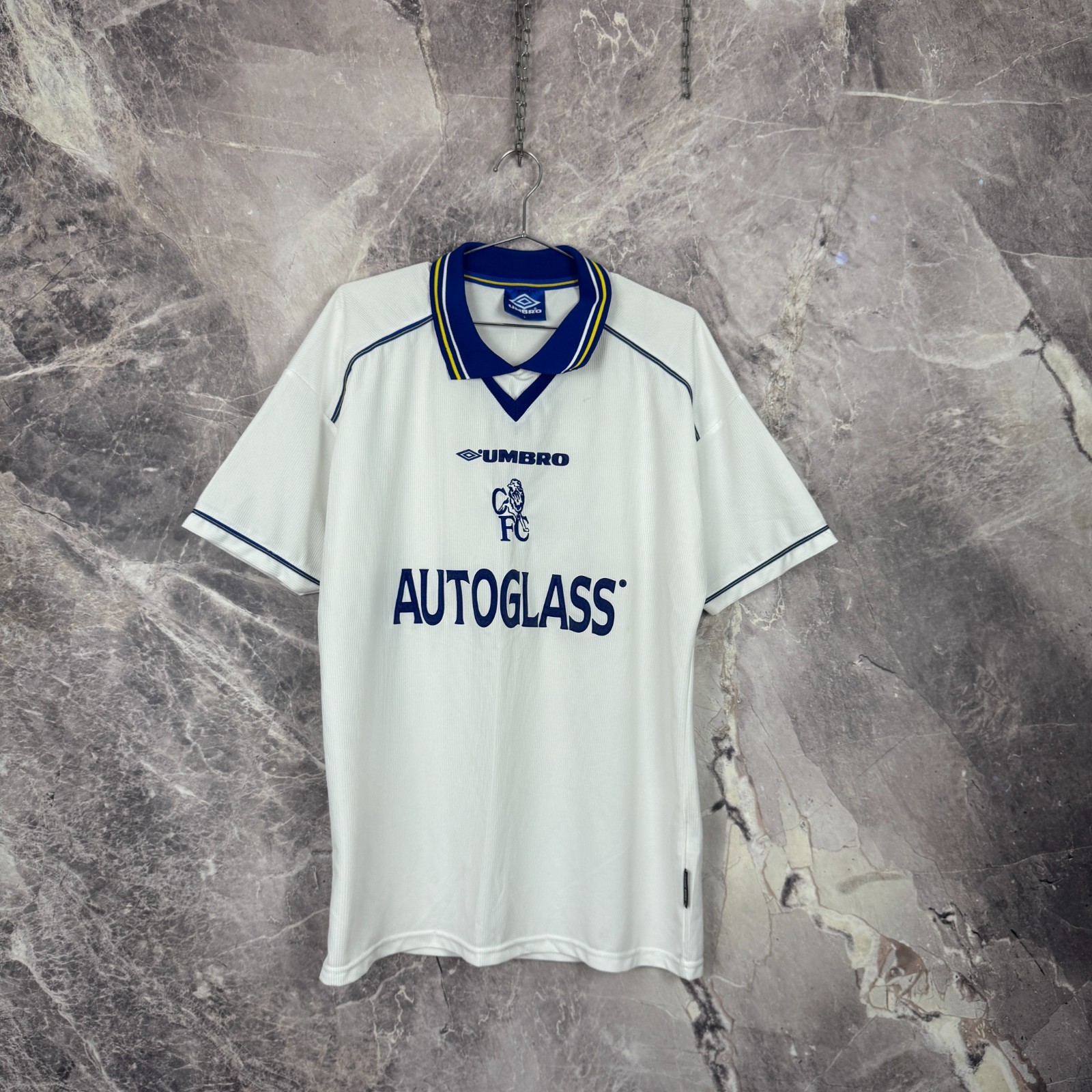 CHELSEA 1998 2000 AWAY FOOTBALL SHIRT SOCCER JERSEY UMBRO WHITE sz L MEN