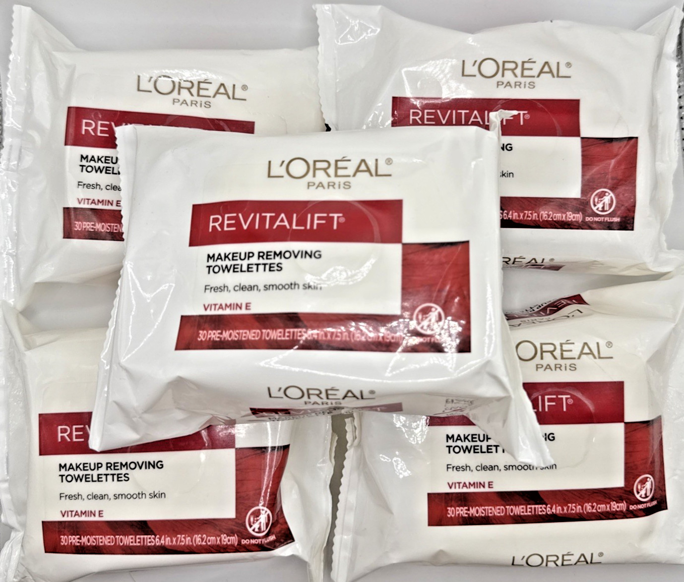 5x L'Oreal Revitalift Makeup Removing Towelettes, 30 ct