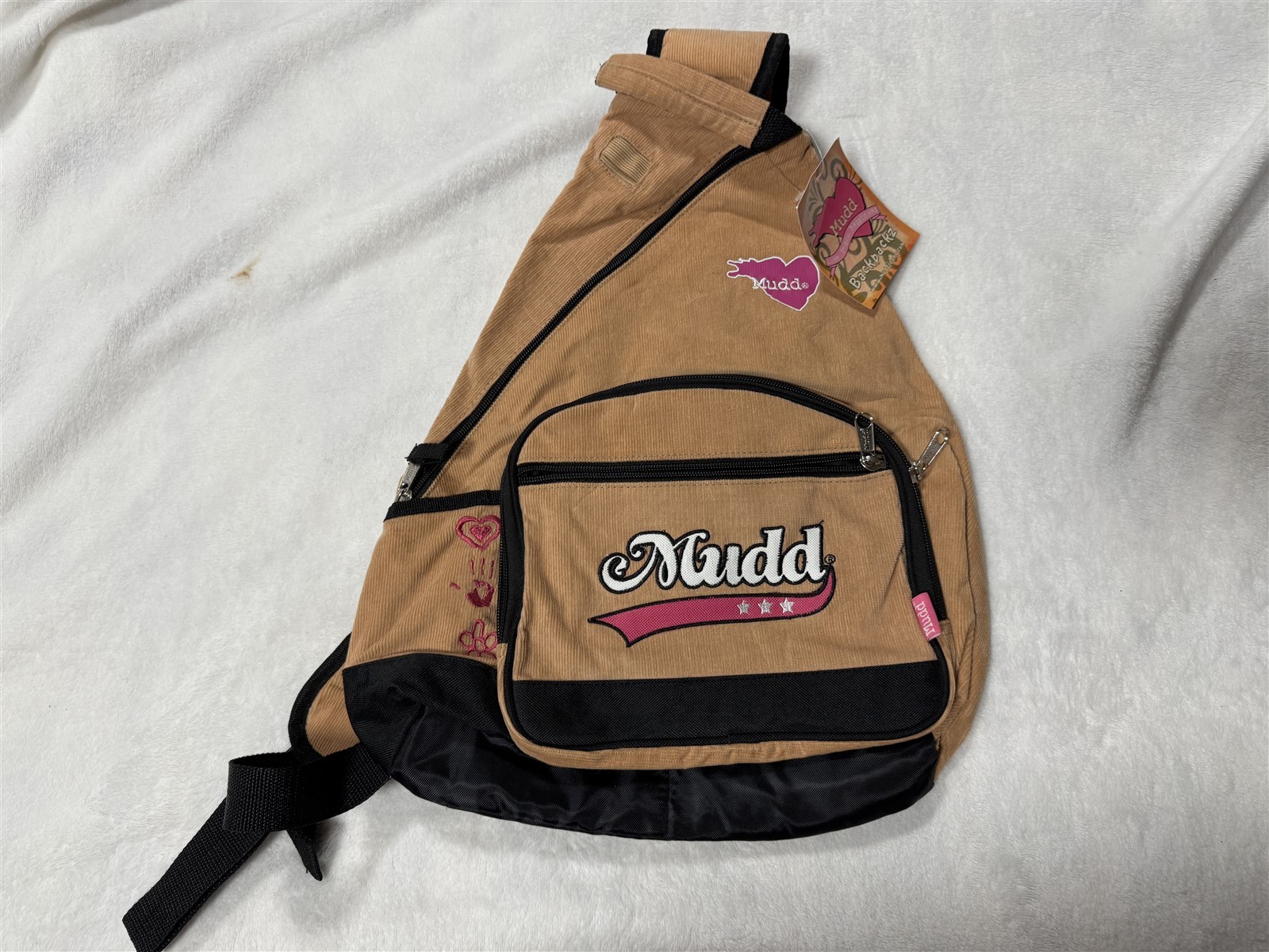 NWT Y2K MUDD BROWN CORDUROY BACKPACK SCHOOL CROSSBODY BAG