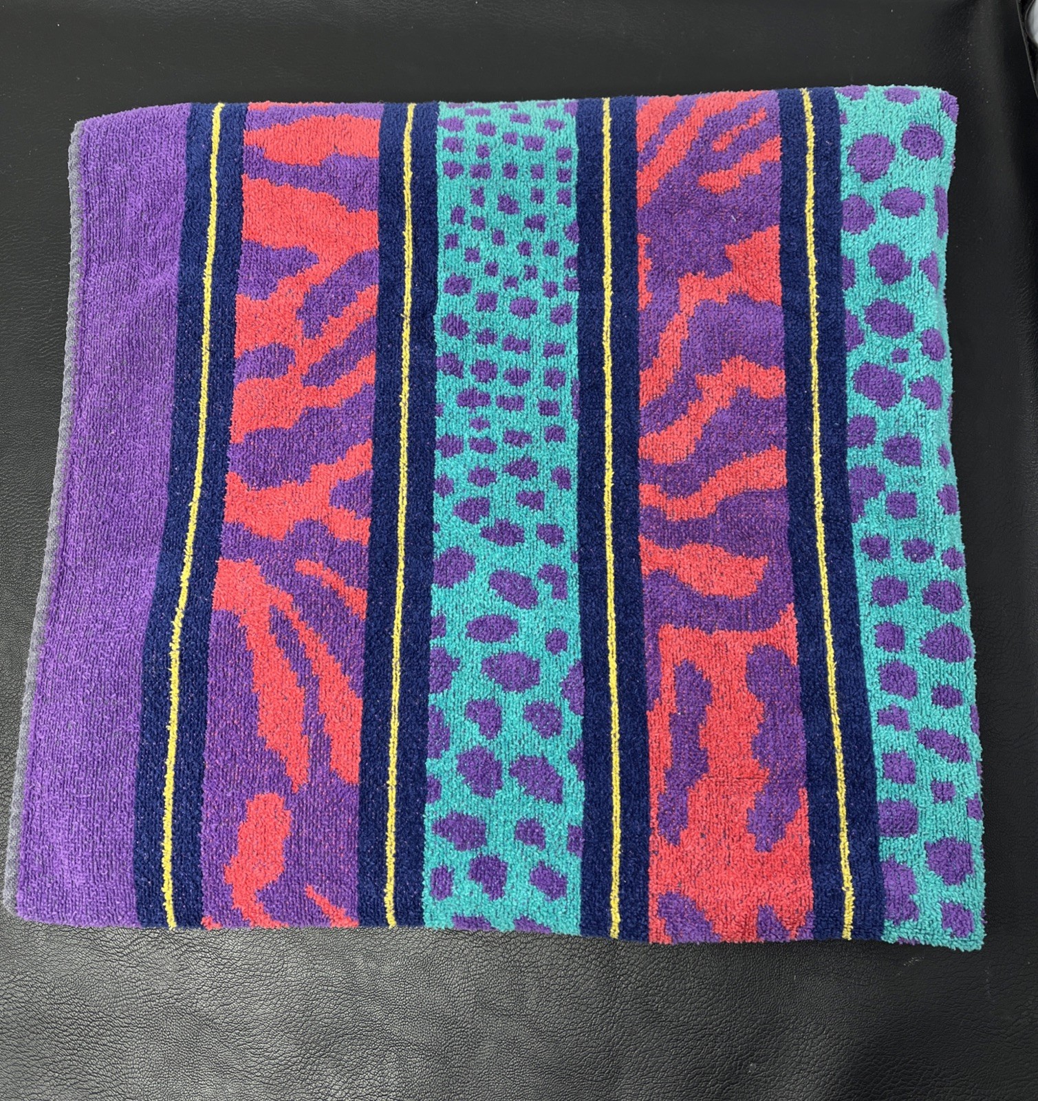 Vintage Isla Wind Beach Towel 1990s Made in Brazil 100% Cotton 31x60 purple teal Vintage Isla Wind Beach Towel 1990s Made in Brazil 100% Cotton 31x60 purple teal