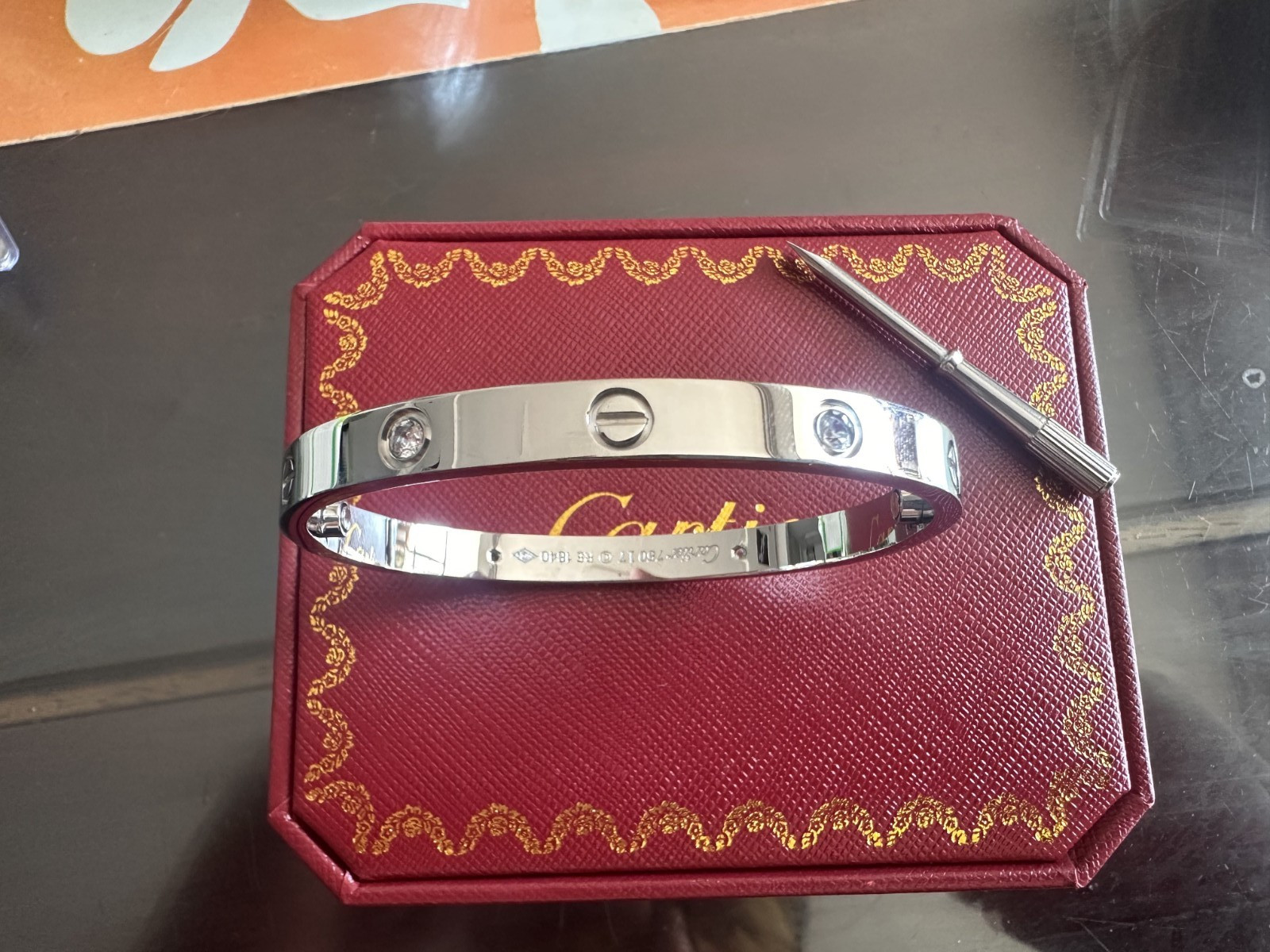 NEW 18kWhiteGold Classic Love4 Diamond Bracelet Size 17