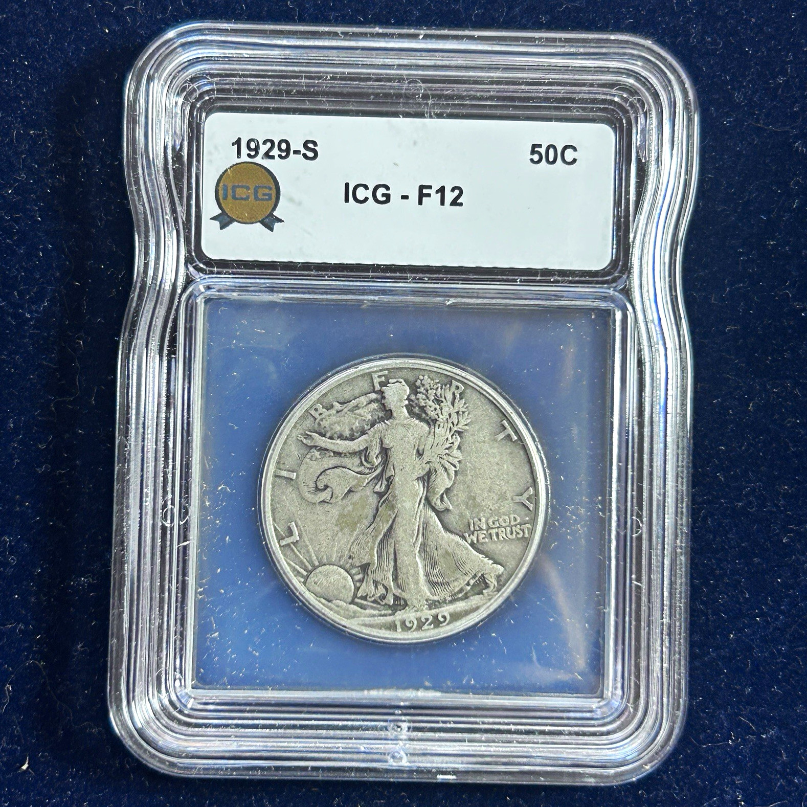 1929-S Walking Liberty Half Dollar  50C ICG F12
