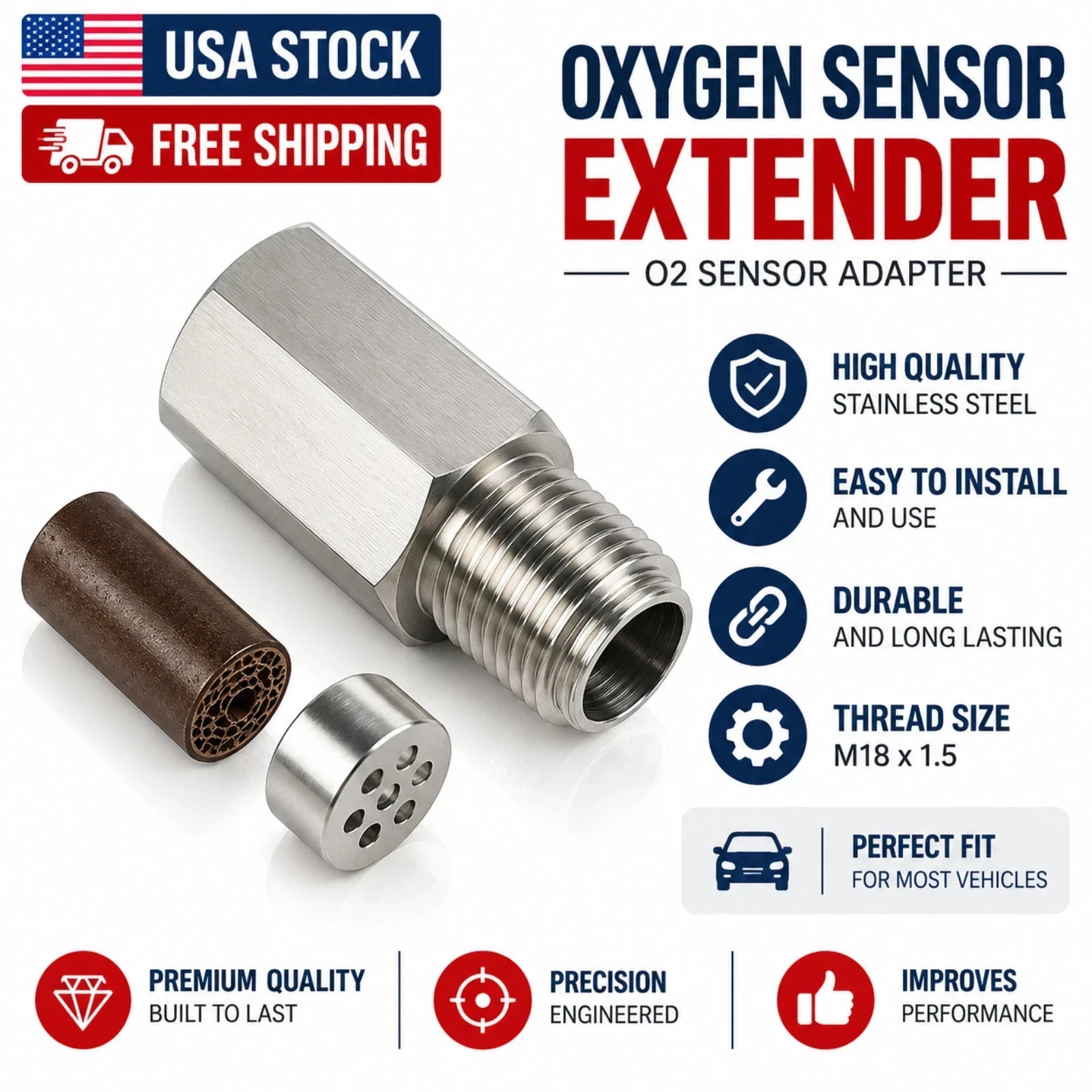Mini Catalytic Converter Oxygen Sensor Adapter