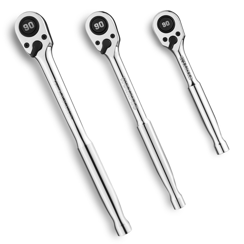 WORKPRO 3PCS Ratchet Set 90-Tooth 1/4\