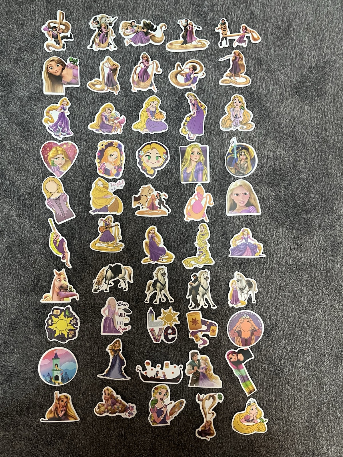 10 PCs Random ~2x2” Tangled Inspired Disney stickers Rapunzel Flynn Maximus