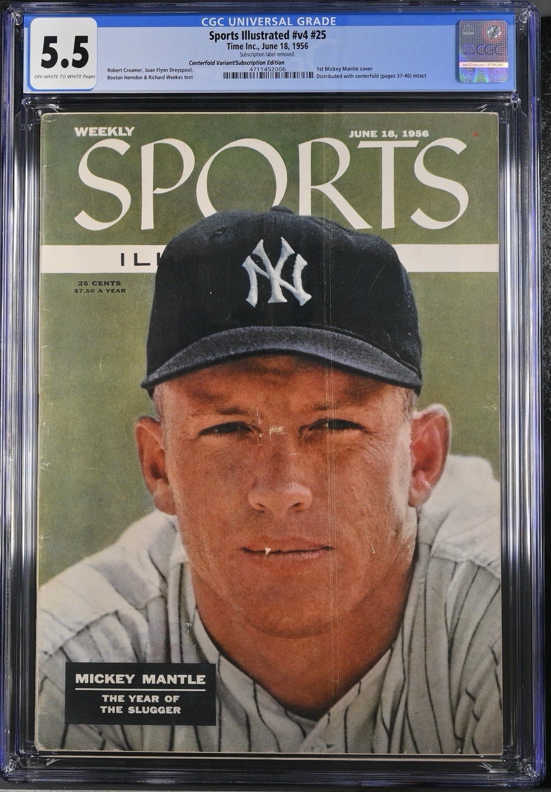 1956 Sports Illustrated Mickey Mantle 1st Cover CGC 5.5 FC centerfold Sub LR