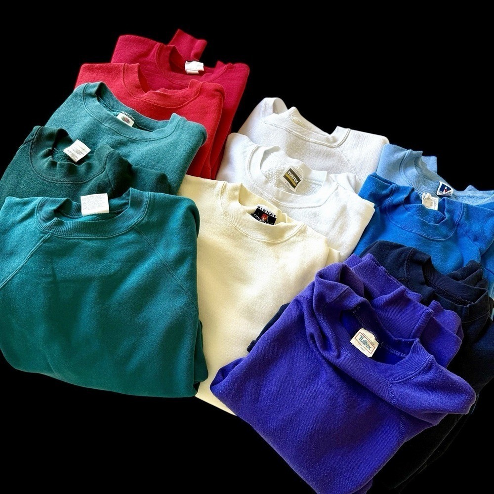 Vintage 70\'s 80\'s Lot of 12 Blank Vintage Sweatshirts Wholesale Bundle Raglan Vintage 70\'s 80\'s Lot of 12 Blank Vintage Sweatshirts Wholesale Bundle Raglan