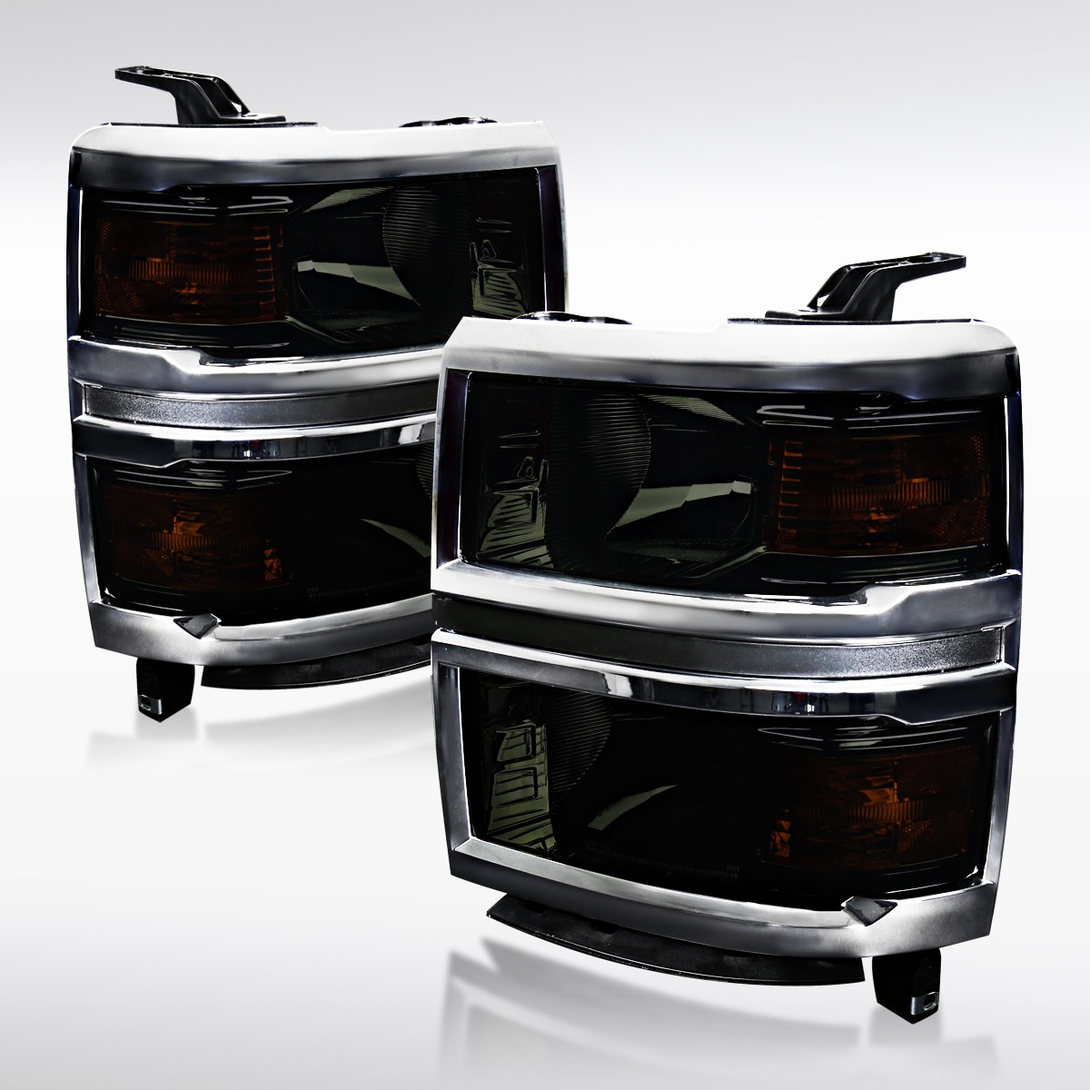 Fit 2014-2015 Chevy Silverado 1500 Smoke Headlights Headlamps Left+Right 14-15