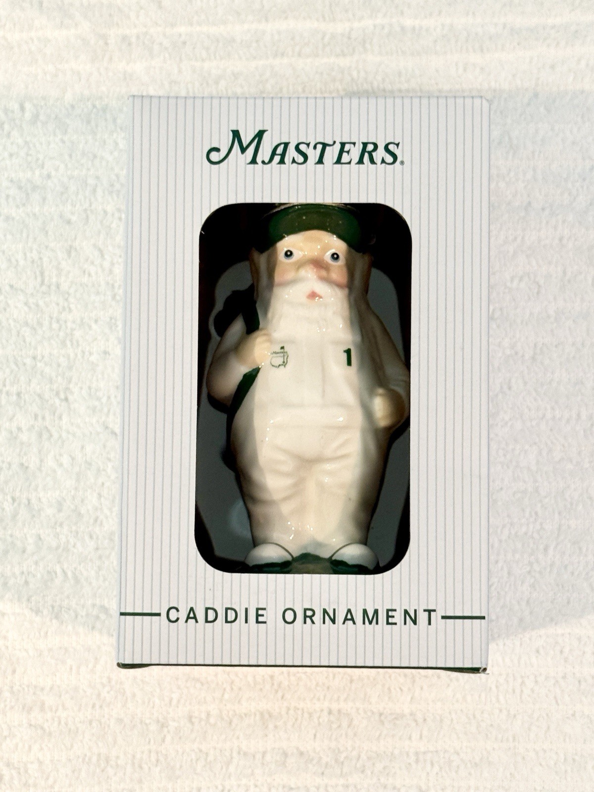 Masters Golf Caddie Ornament in White & Green Golf-Themed Decorative Ornament Masters Golf Caddie Ornament in White & Green Golf-Themed Decorative Ornament