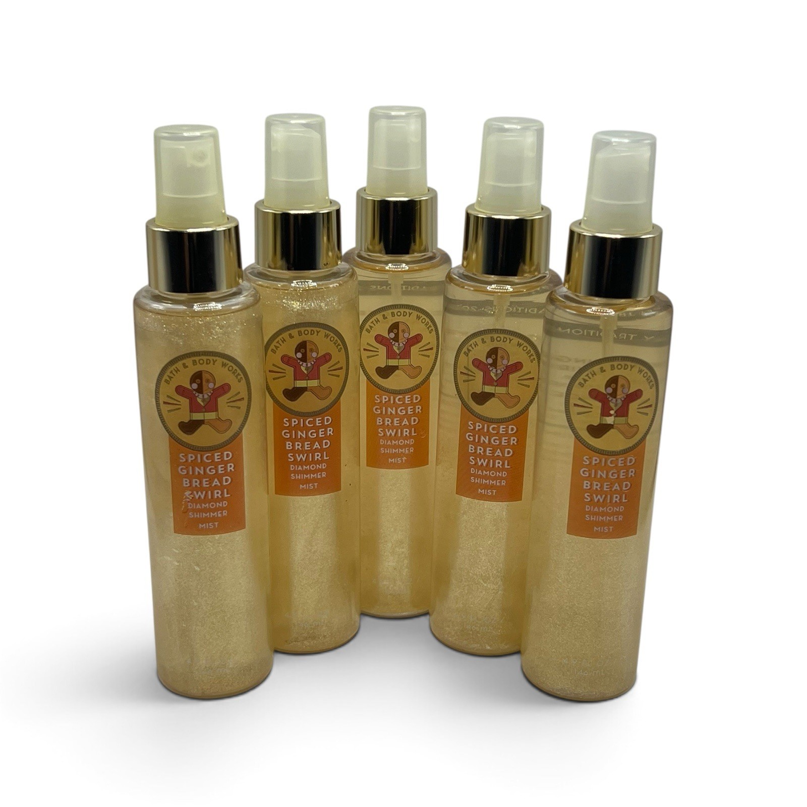 RARE Bath & Body Works Spiced Gingerbread Swirl Diamond Shimmer Mist 5-Piece Set