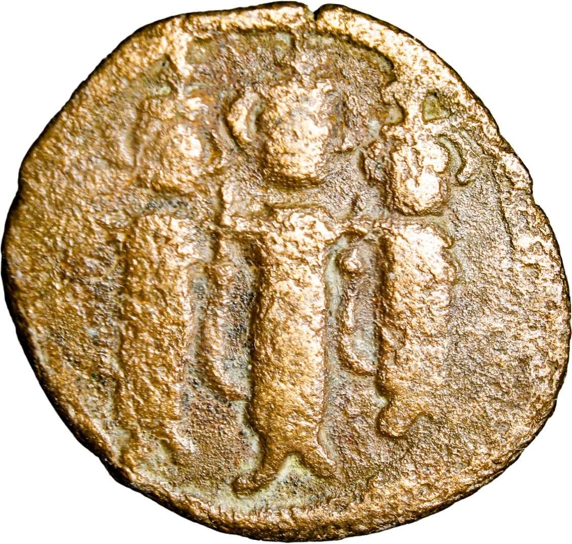 ARAB-BYZANTINE, AE fals, n.d. (late 680s-693), Tabariya. Obv./ Three emperors