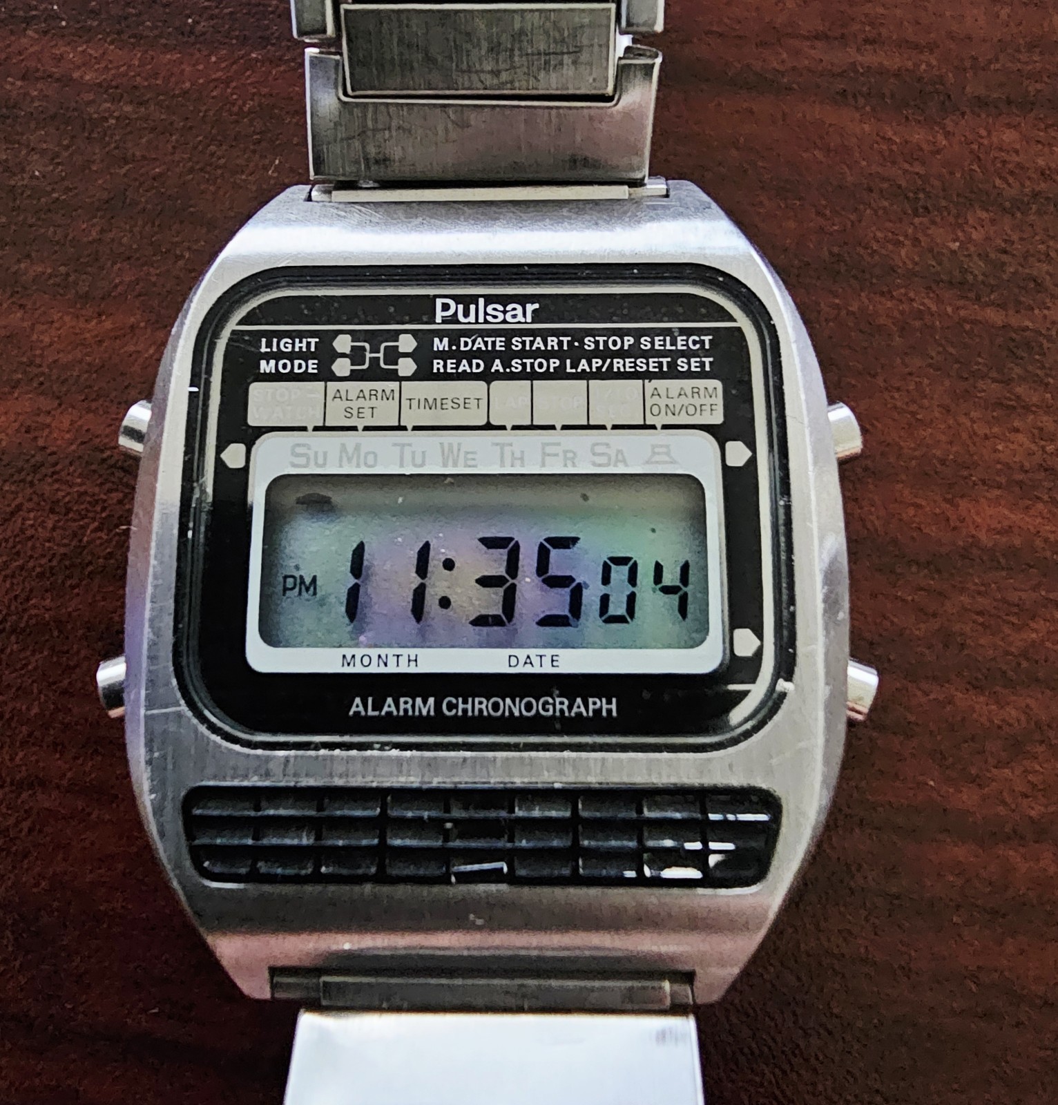 Vintage Pulsar Digital Y446-4080 Quartz Chronograph Wrist Watch 70\'s-80\'s