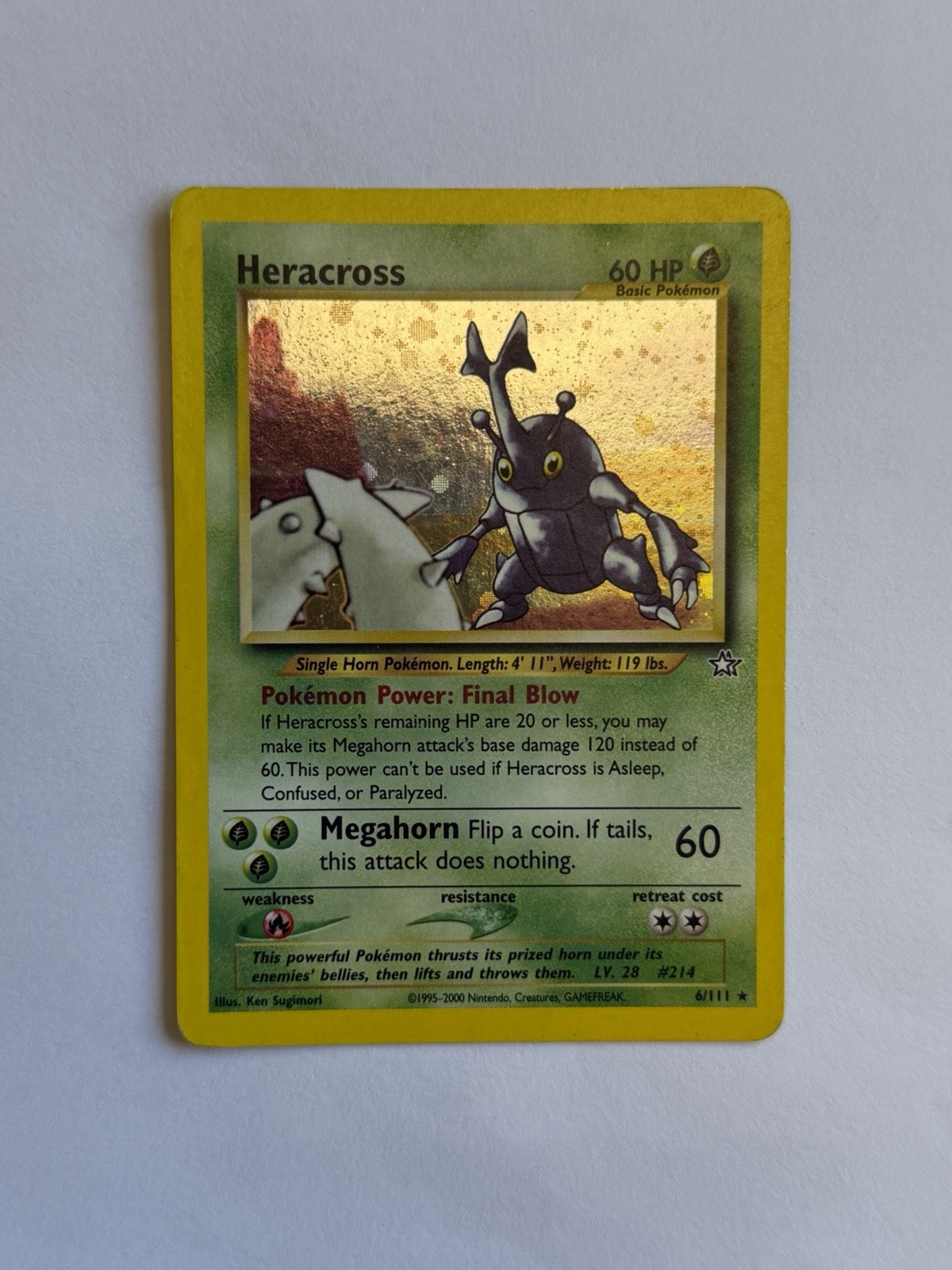 Heracross 6/111 Neo Genesis Holo Heracross 6/111 Neo Genesis Holo