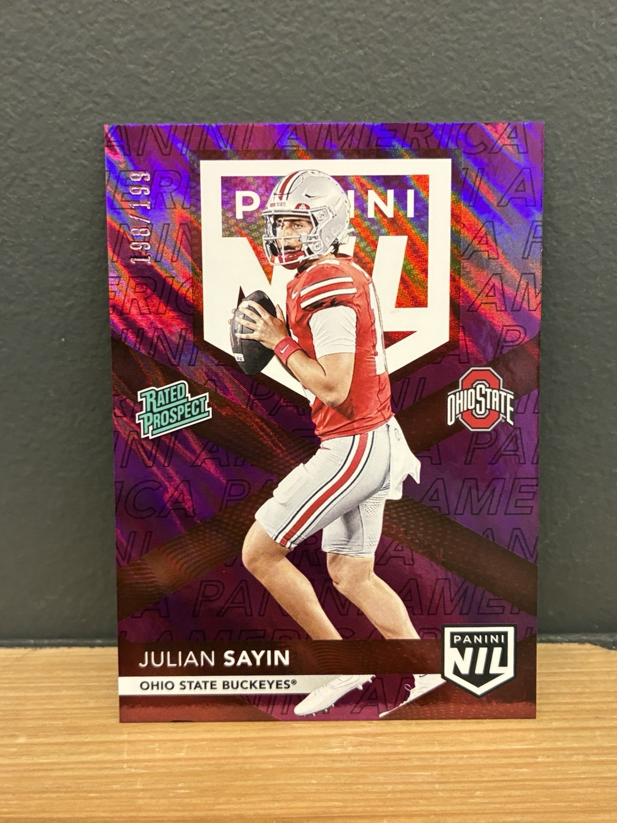 2026 Panini The National #NIL16 Rated Prospect Julian Sayin RC Purple Foil /199