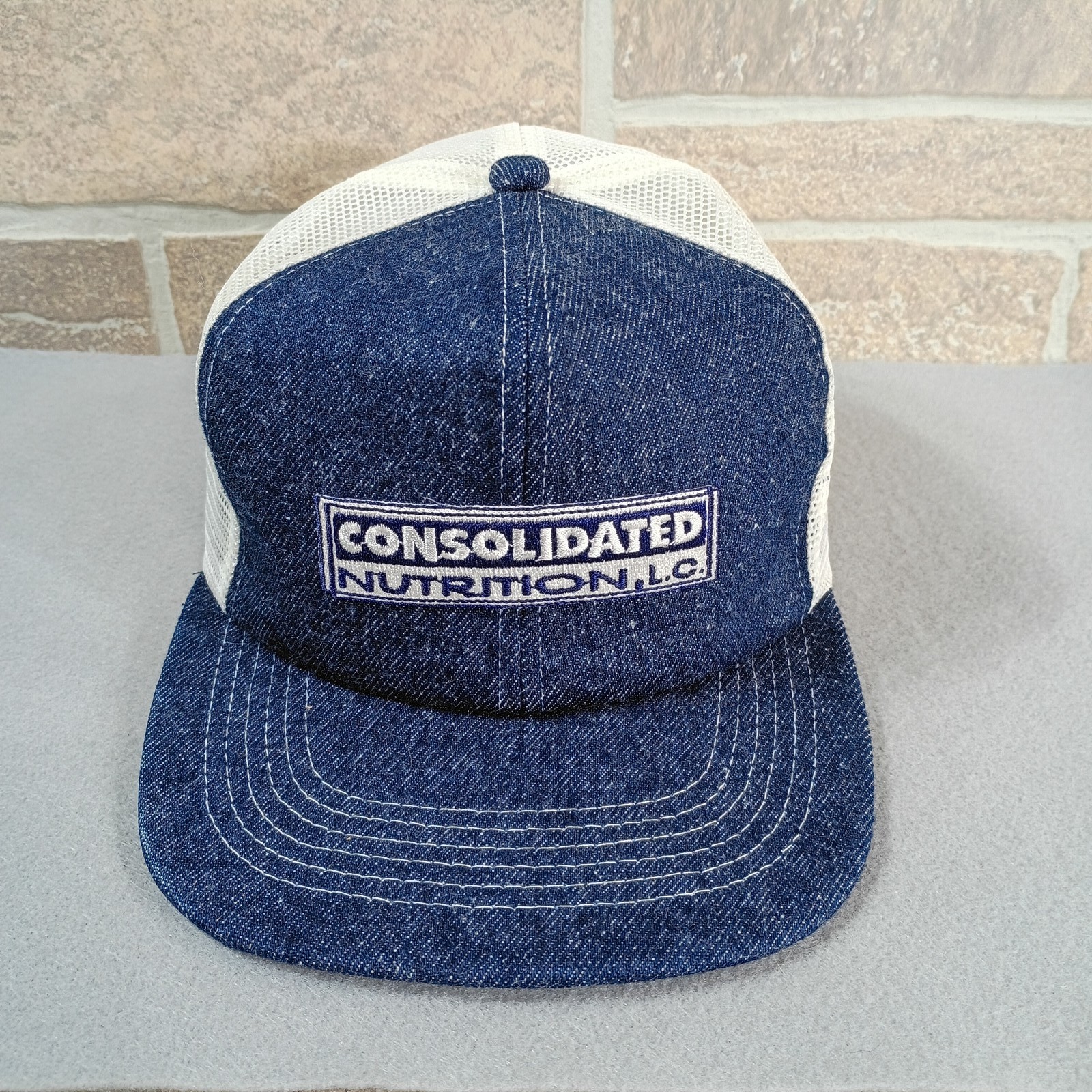 Consolidated Nutrition LC Denim Mesh Trucker Hat Snapback K-Products USA Vintage