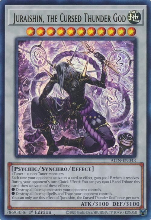 YUGIOH 1x Juraishin, the Cursed Thunder God Ultra Rare ALIN-EN043 NM