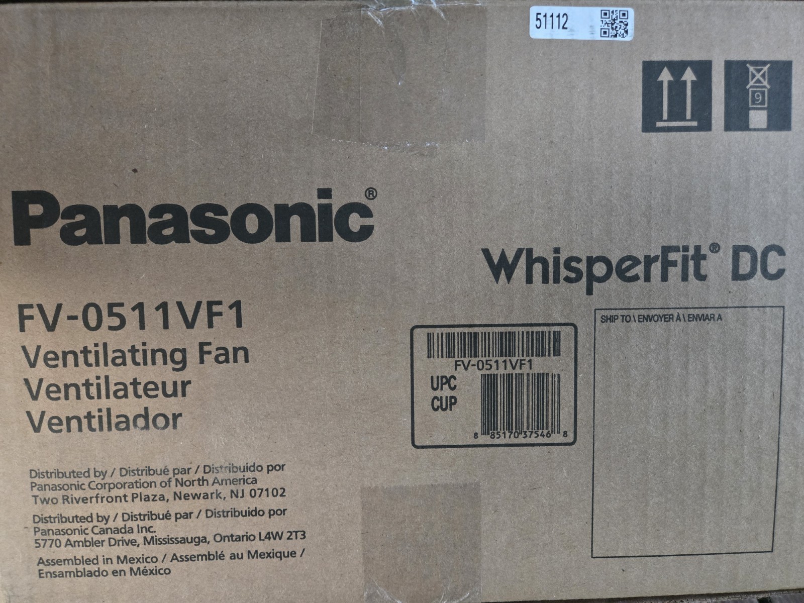 Panasonic WhisperFit DC Retrofit Ventilation Fan, Bathroom Exhaust FV-0511VF1