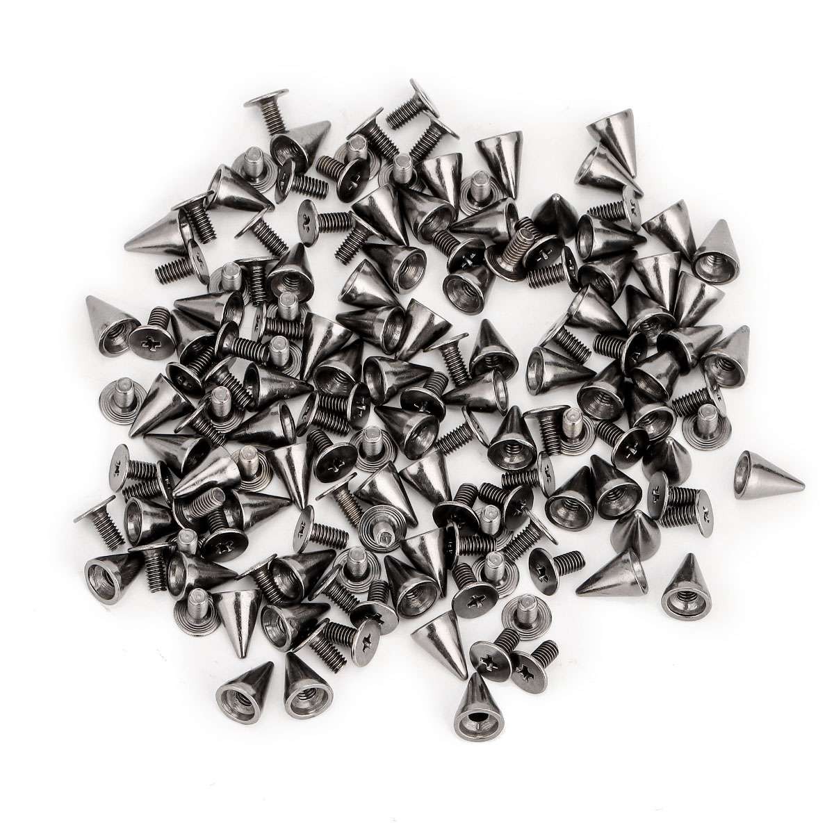100X Punk Cone Metal Spikes Rivets Studs Screw Back For Clothing Jacket Leather