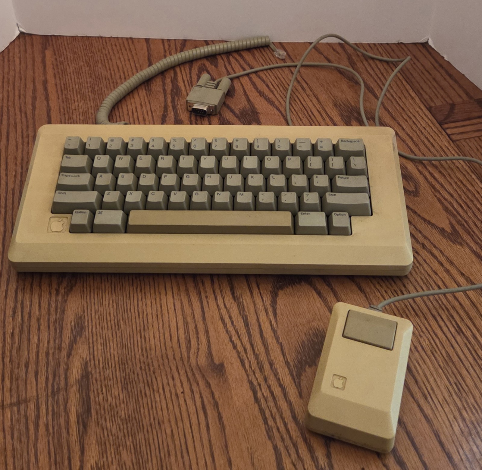 Vintage Apple Macintosh M0110 Keyboard with Coiled Cable & M0100 Mouse Bundle