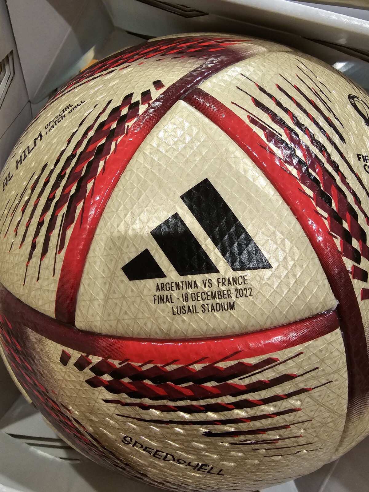 Adidas Al Hilm 2022 FIFA World Cup Final Match Ball Engraved Argentina vs France Adidas Al Hilm 2022 FIFA World Cup Final Match Ball Engraved Argentina vs France