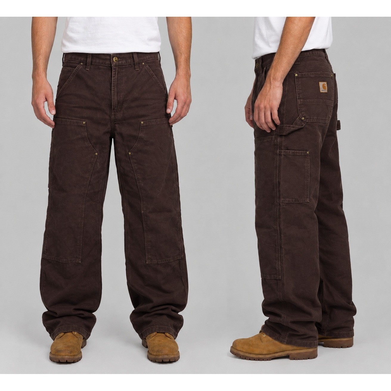 Carhartt B136 DKB Double Front Logger Dungarees Dark Brown 30x30