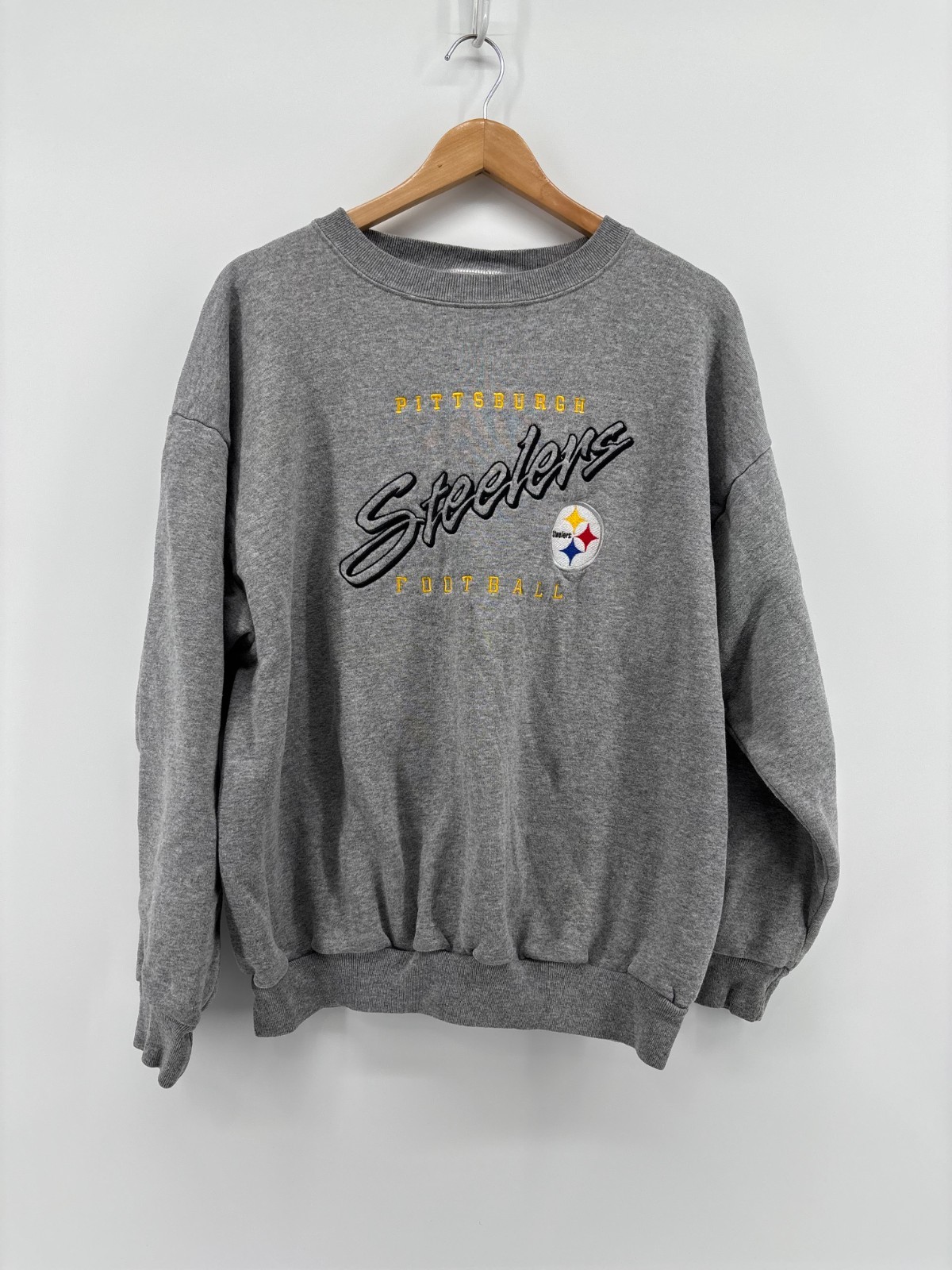 Pittsburgh Steelers Logo Athletic Sweatshirt Mens Heather Gray NFL Vintage XL Pittsburgh Steelers Logo Athletic Sweatshirt Mens Heather Gray NFL Vintage XL