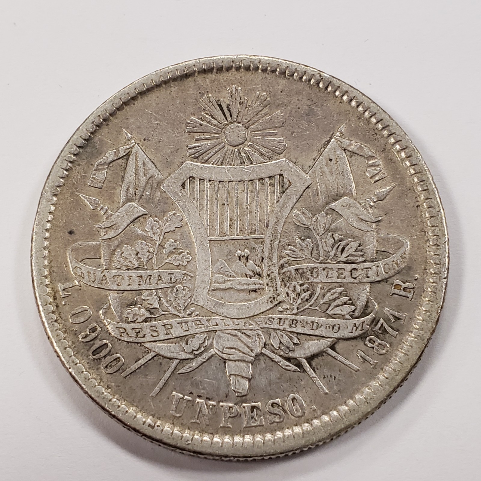 1871-R Guatemala Peso .7234 ASW - KM190.1 - SKU-Q3885