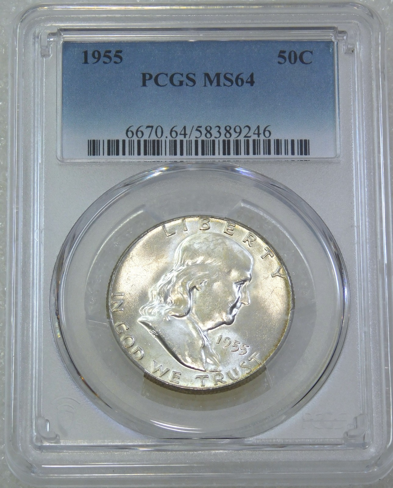 1955 P Franklin Half Dollar PCGS MS64 95% FBL Just Graded New Holder #U353J 1955 P Franklin Half Dollar PCGS MS64 95% FBL Just Graded New Holder #U353J