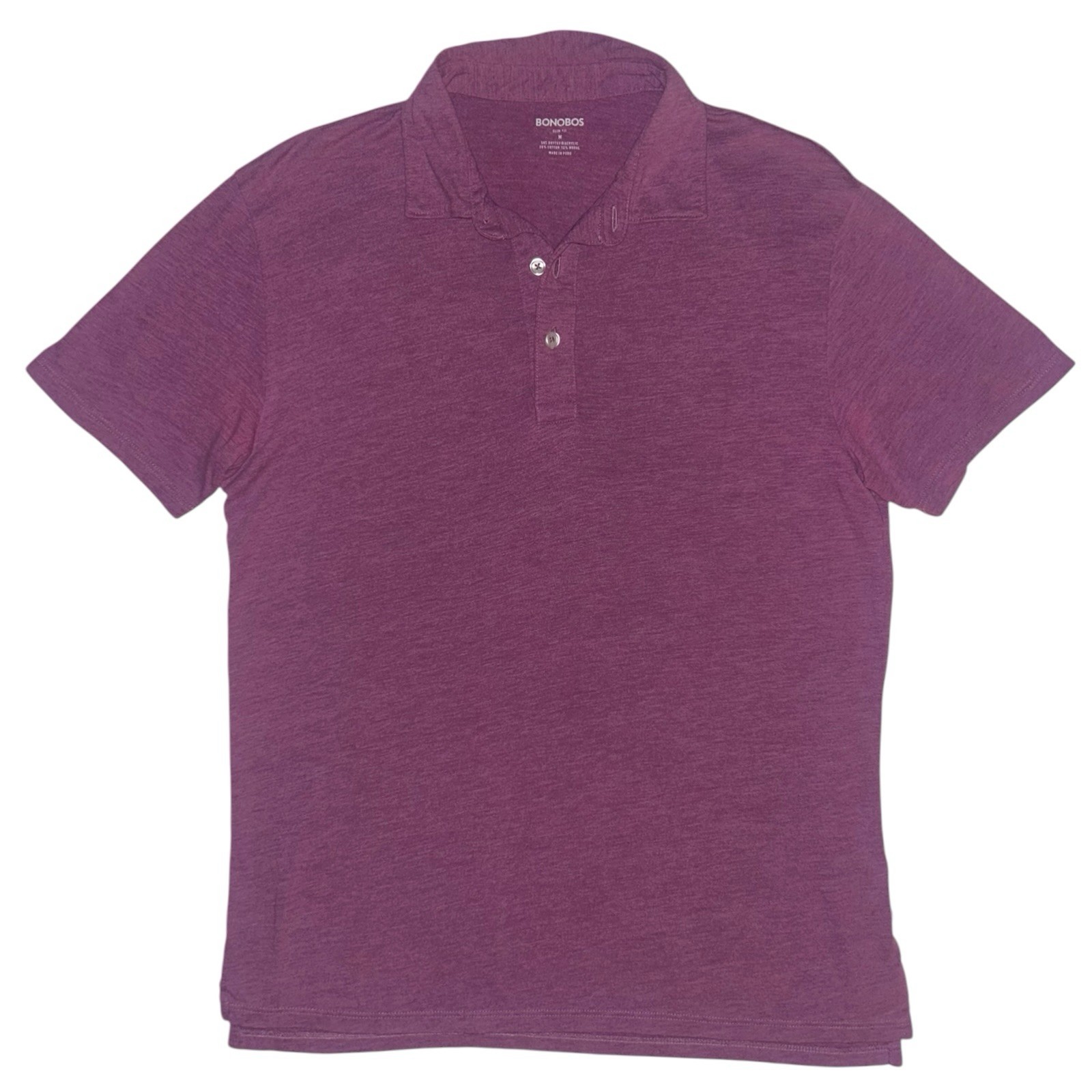 Bonobos Men\'s Medium Purple Short Sleeve Slim Fit Solid Polo Cotton Modal Knit